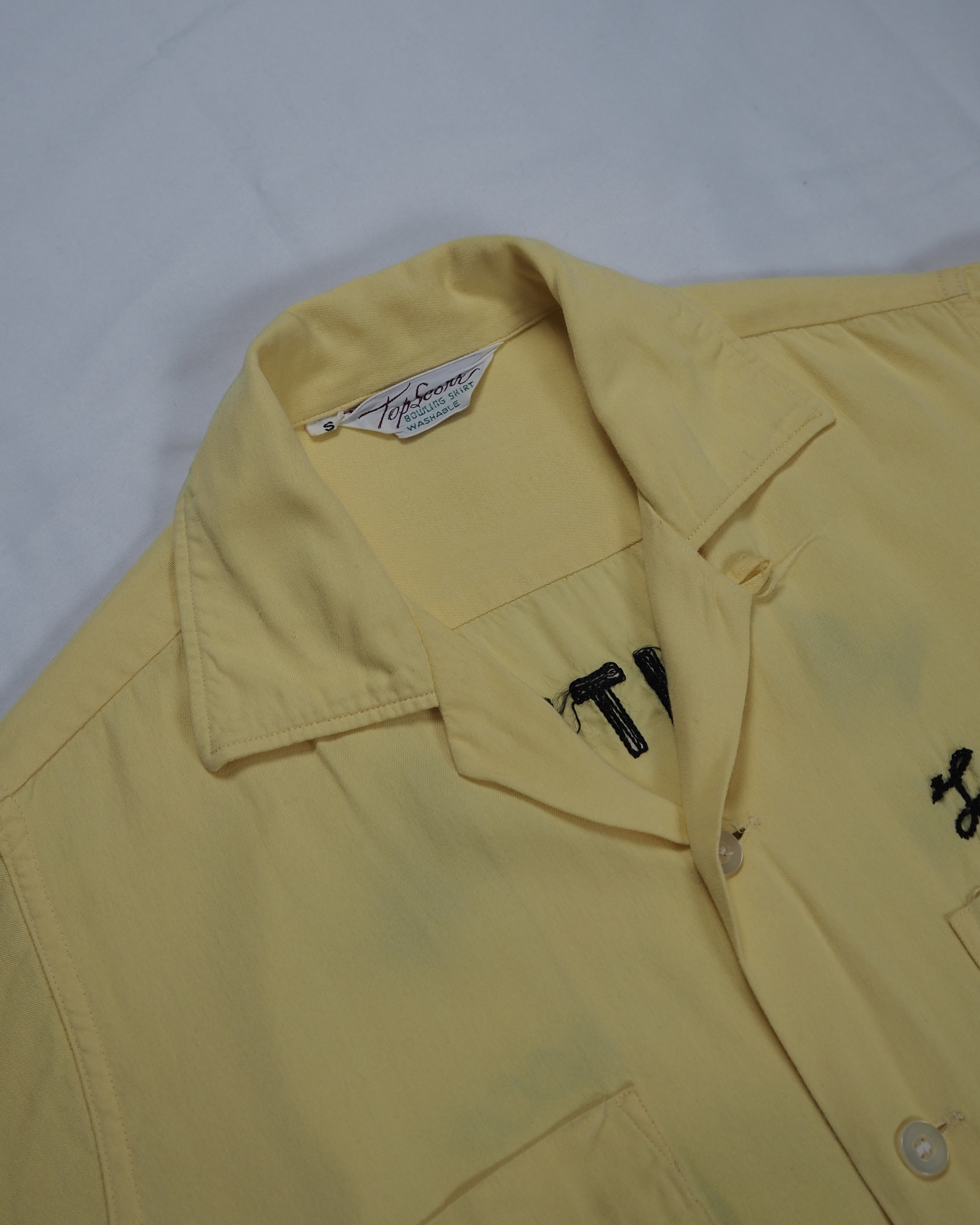 50’s レーヨンボーリングシャツ イエロー×ブラック Sサイズ の画像 8