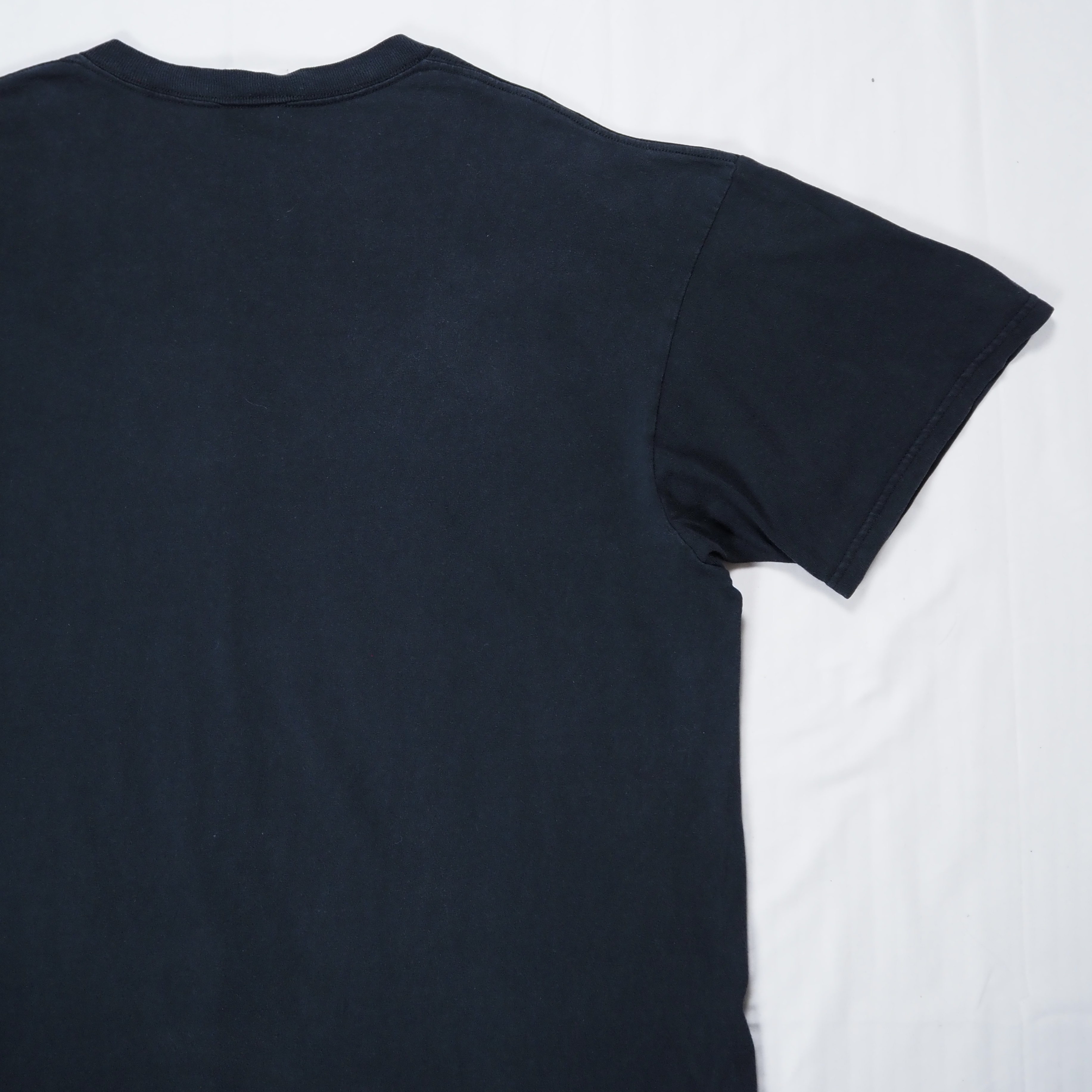 90’s-00’s NIKE フロッキープリントロゴTシャツ ネイビー Lサイズ の画像 12