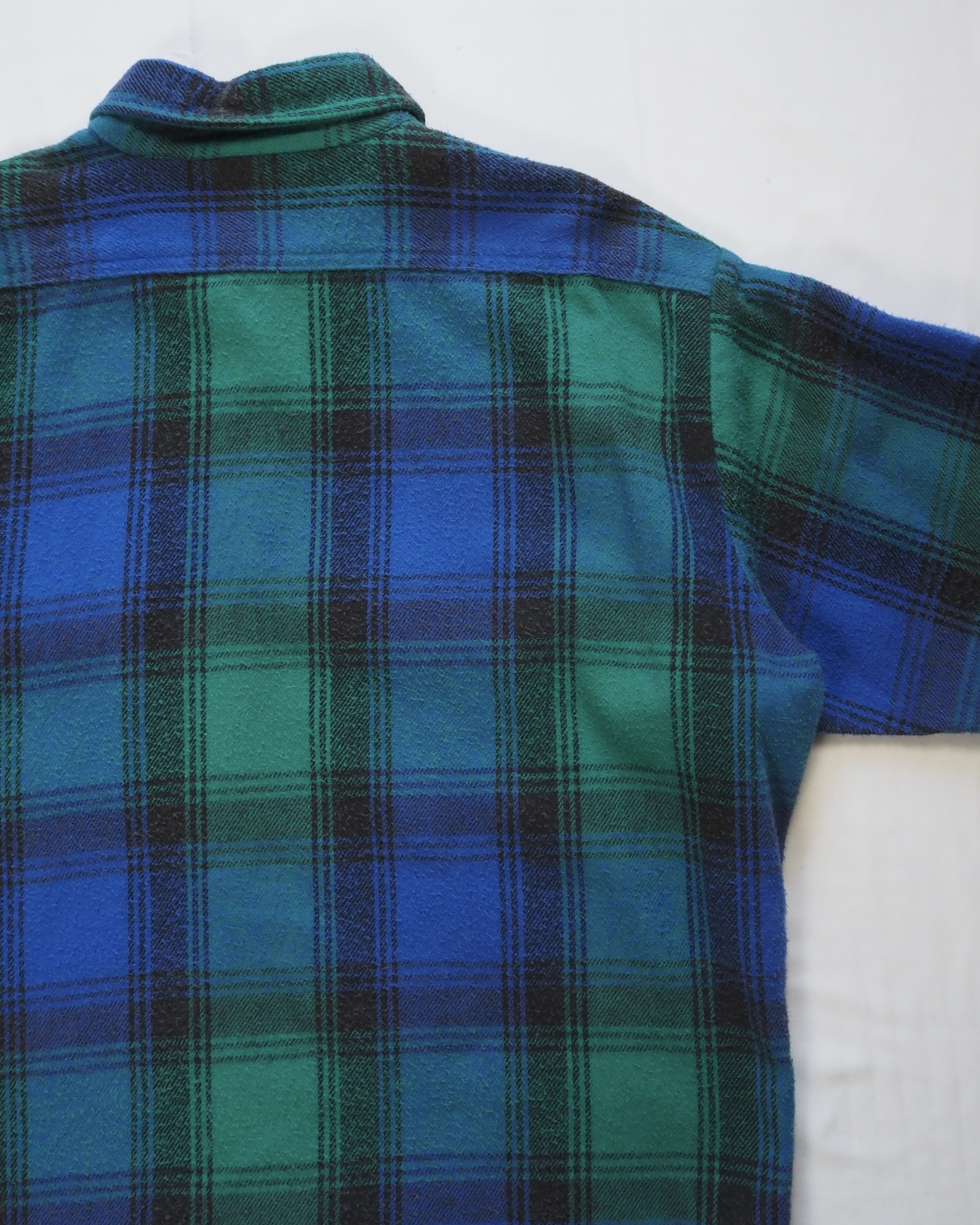 80’s Fivebrother ヘヴィフランネルシャツ Lサイズ ブルー×グリーン の画像 13