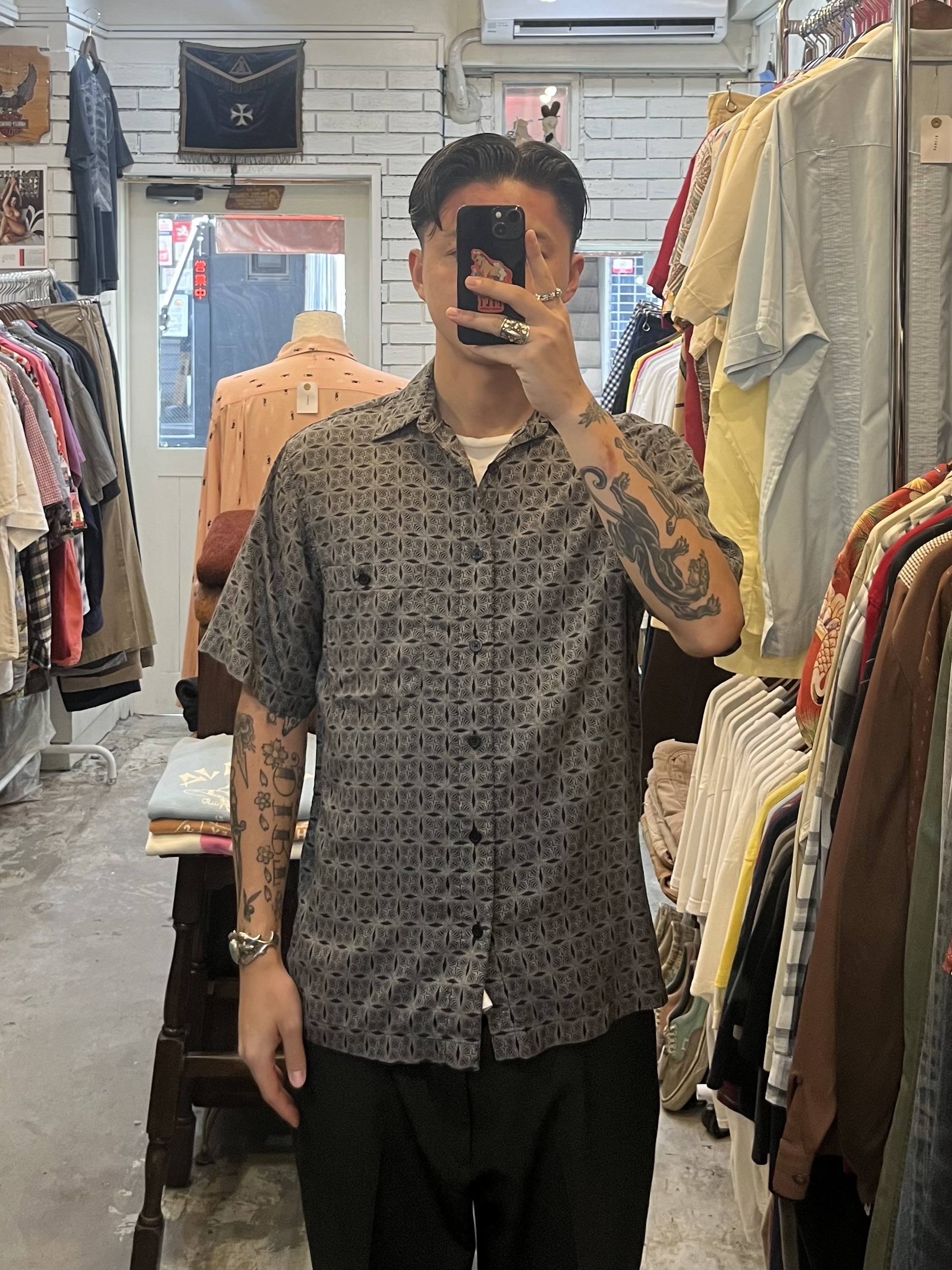 90’s Chereskin レーヨンシャツ ブラック Sサイズ の画像 3