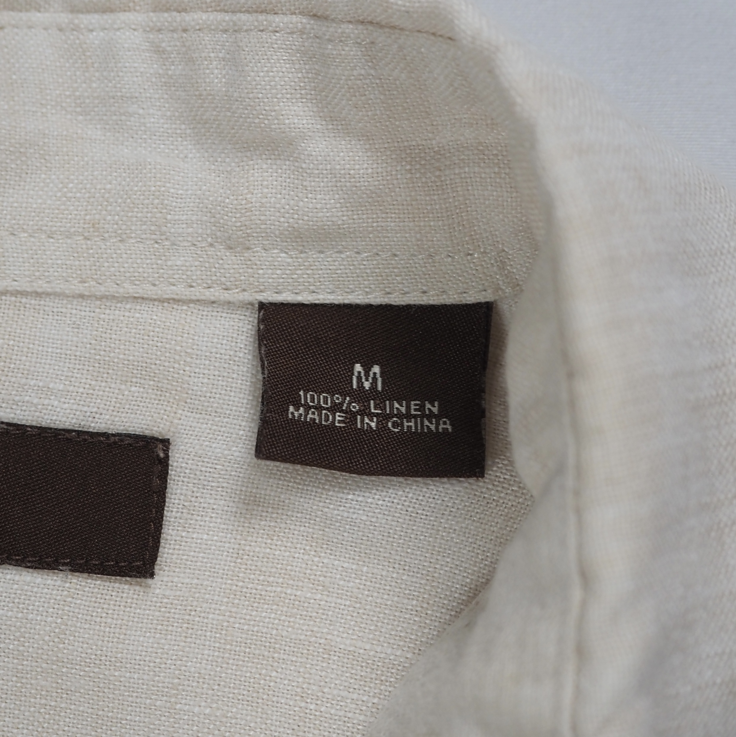 00’s Perry Ellis リネンシャツ Mサイズ 生成り 無地 の画像 6