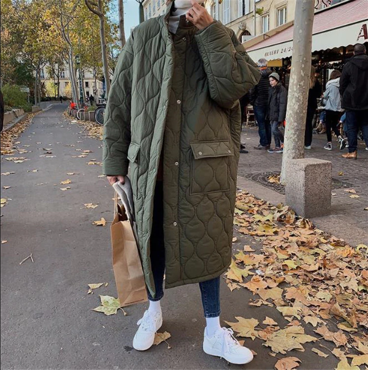 オンリーワントゥーユーおしゃれに見えるシンプルコーデにキルティングロングジャケット キルティングジャケット快適である 中綿コート ゆったりする 韓国 スタンドカラー Whisky37
