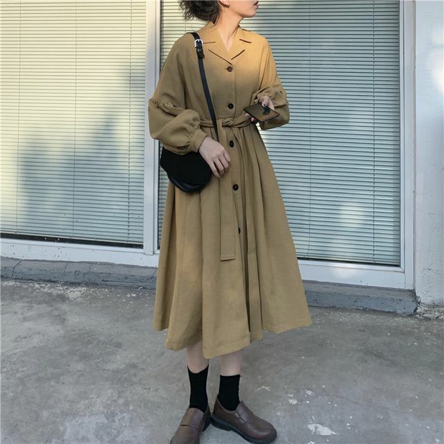 アウター レディース コート ワンピースコート フロントボタン ウエストマーク Aライン ロング丈 フェミニン レディ 秋冬 Ot 0041 Y Happy Orurea ハッピーオルレア