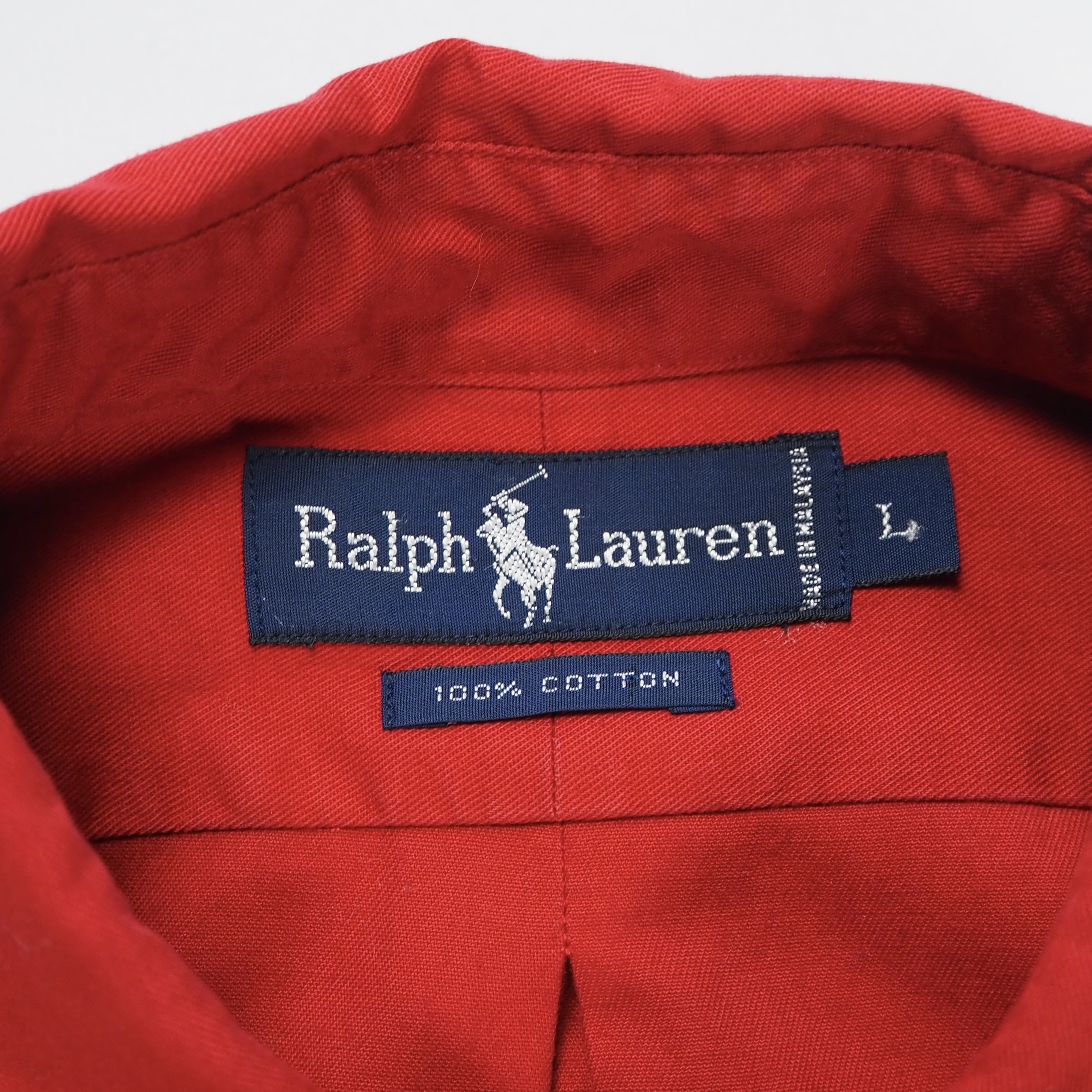 90’s Ralph Lauren Cotton Shirt ワインレッド L の画像 11