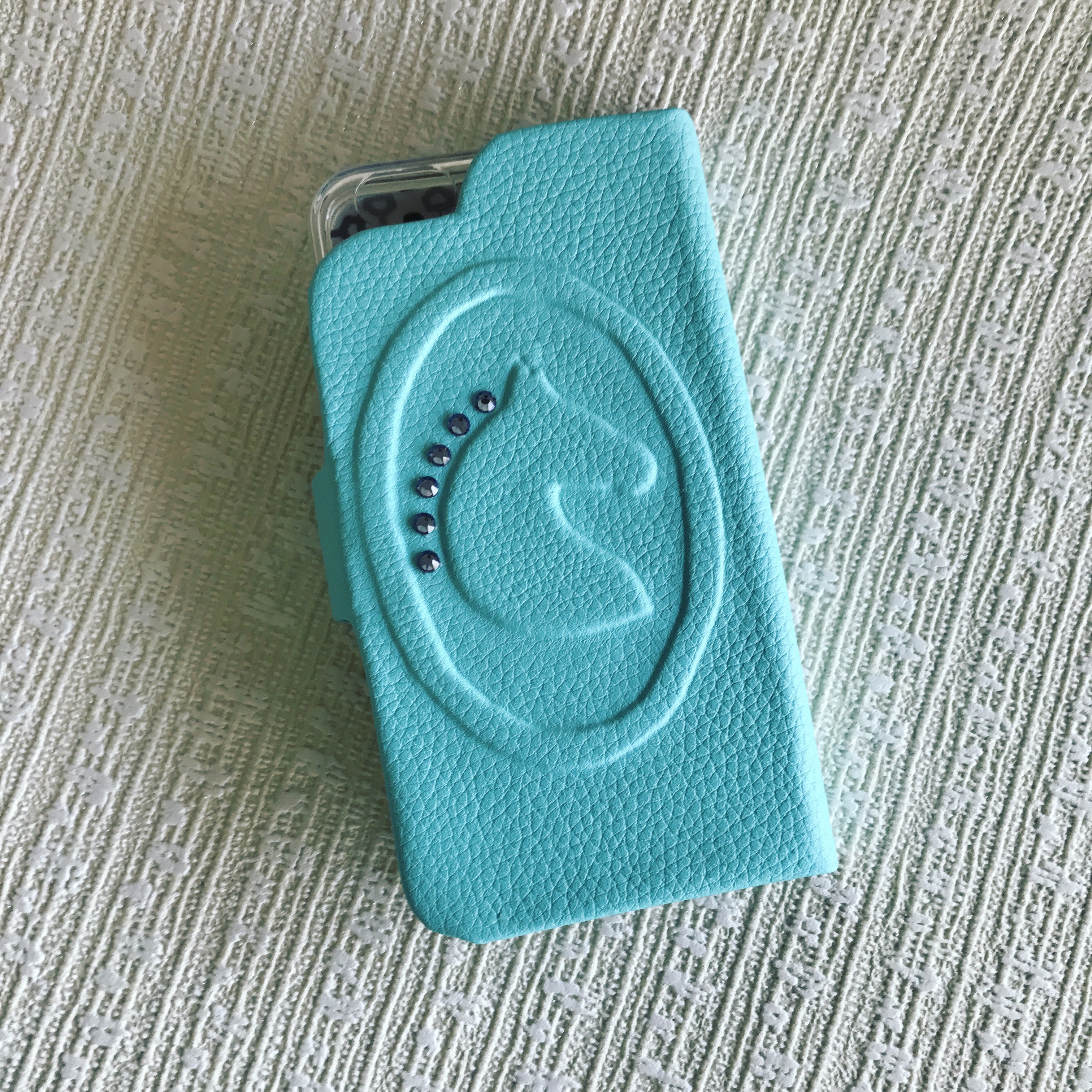 ドレッサージュホース本革iphoneケース ティファニーブルー Dressage Ribbon ドレッサージュホース本革iphoneケース ティファニーブルー Dressage Ribbon