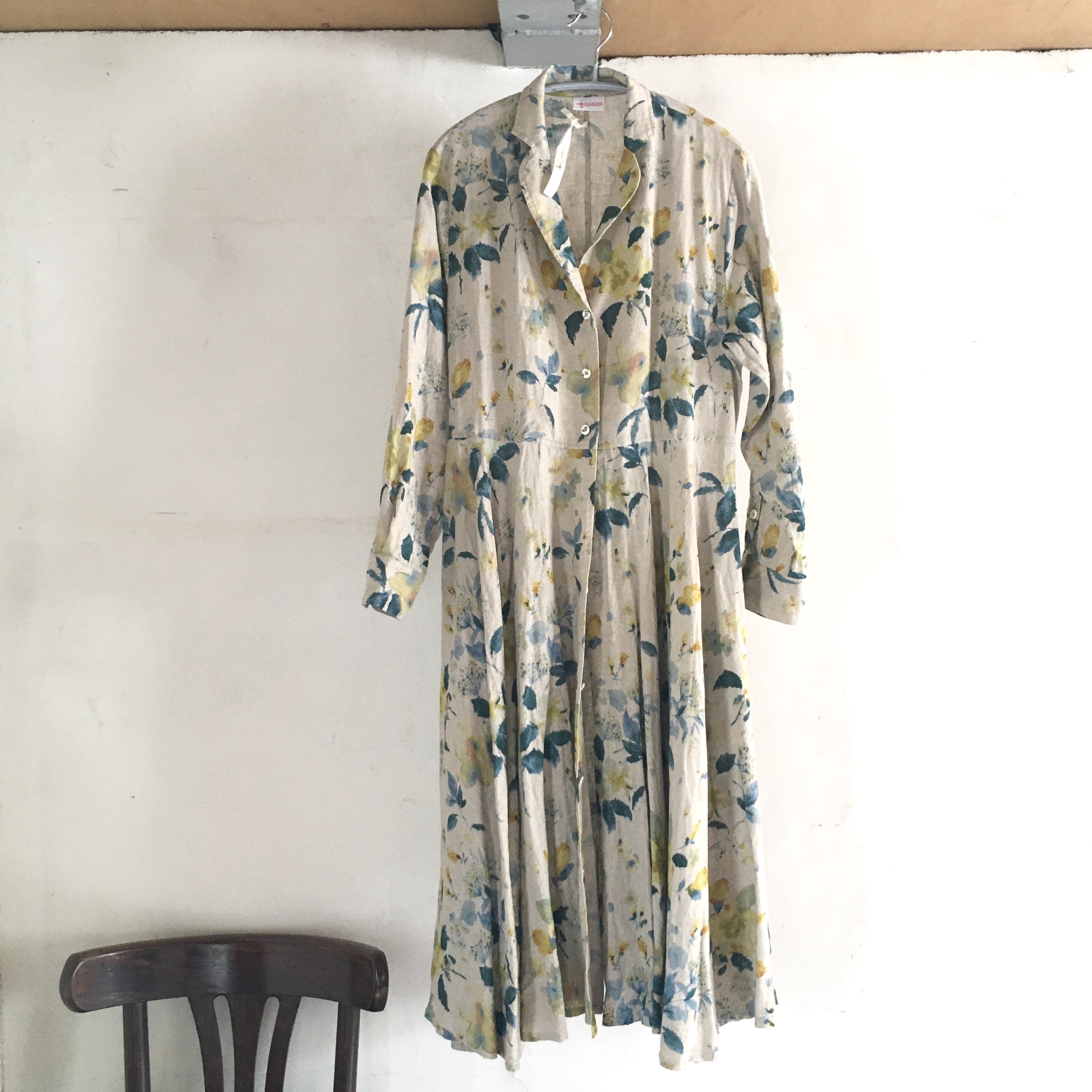 Sa Rah 1dayフレアワンピース長袖 ブルーイエローフラワー 歩音 あるね