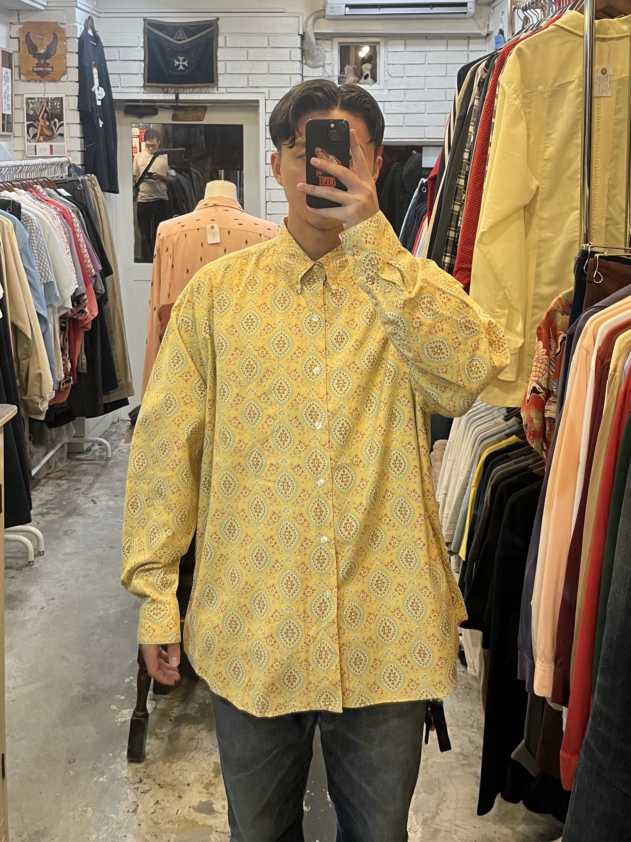 90’s OLD GAP コットンシャツ XL イエロー の画像 5