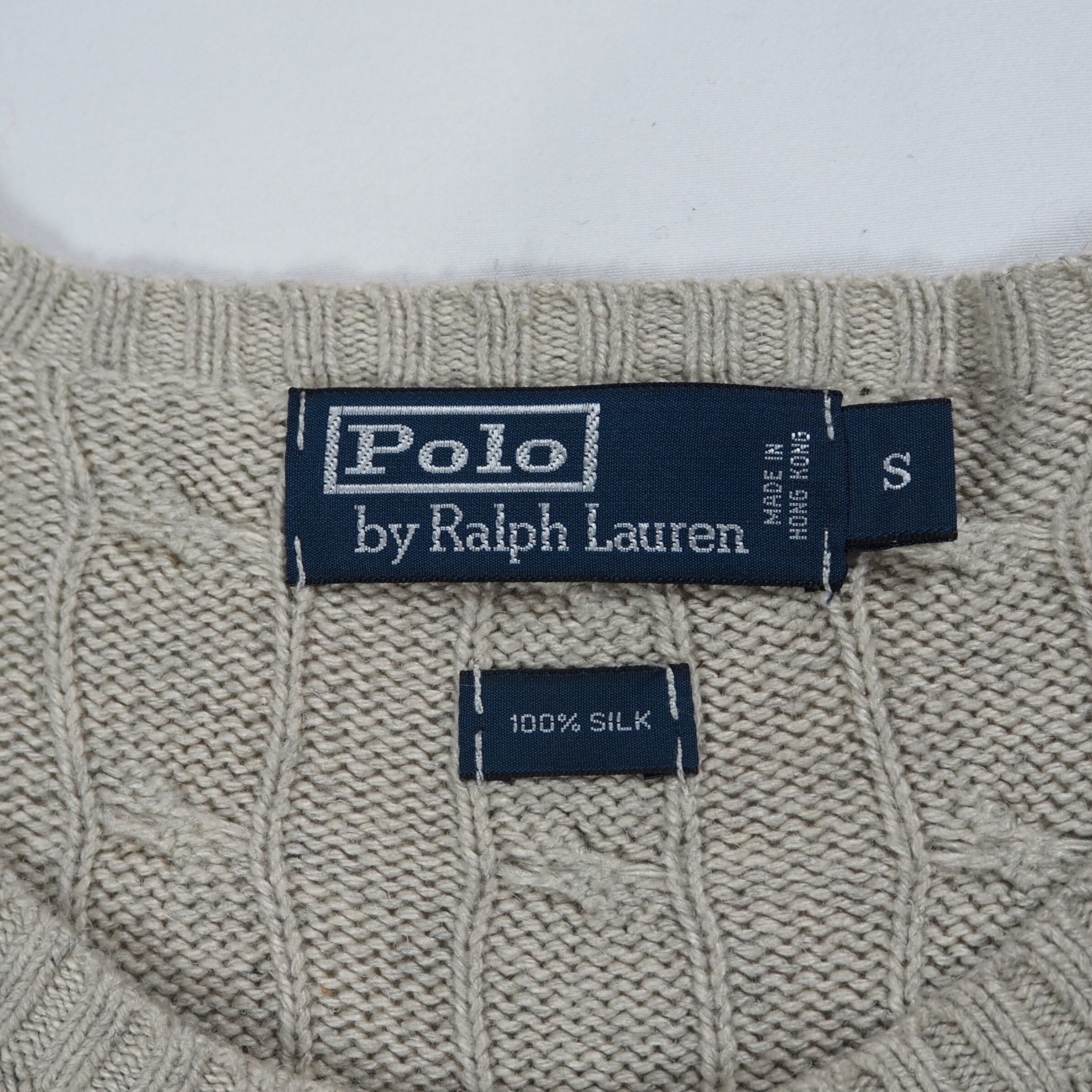 90's Ralph Lauren 100%シルク ケーブルニット Sサイズ の画像 4