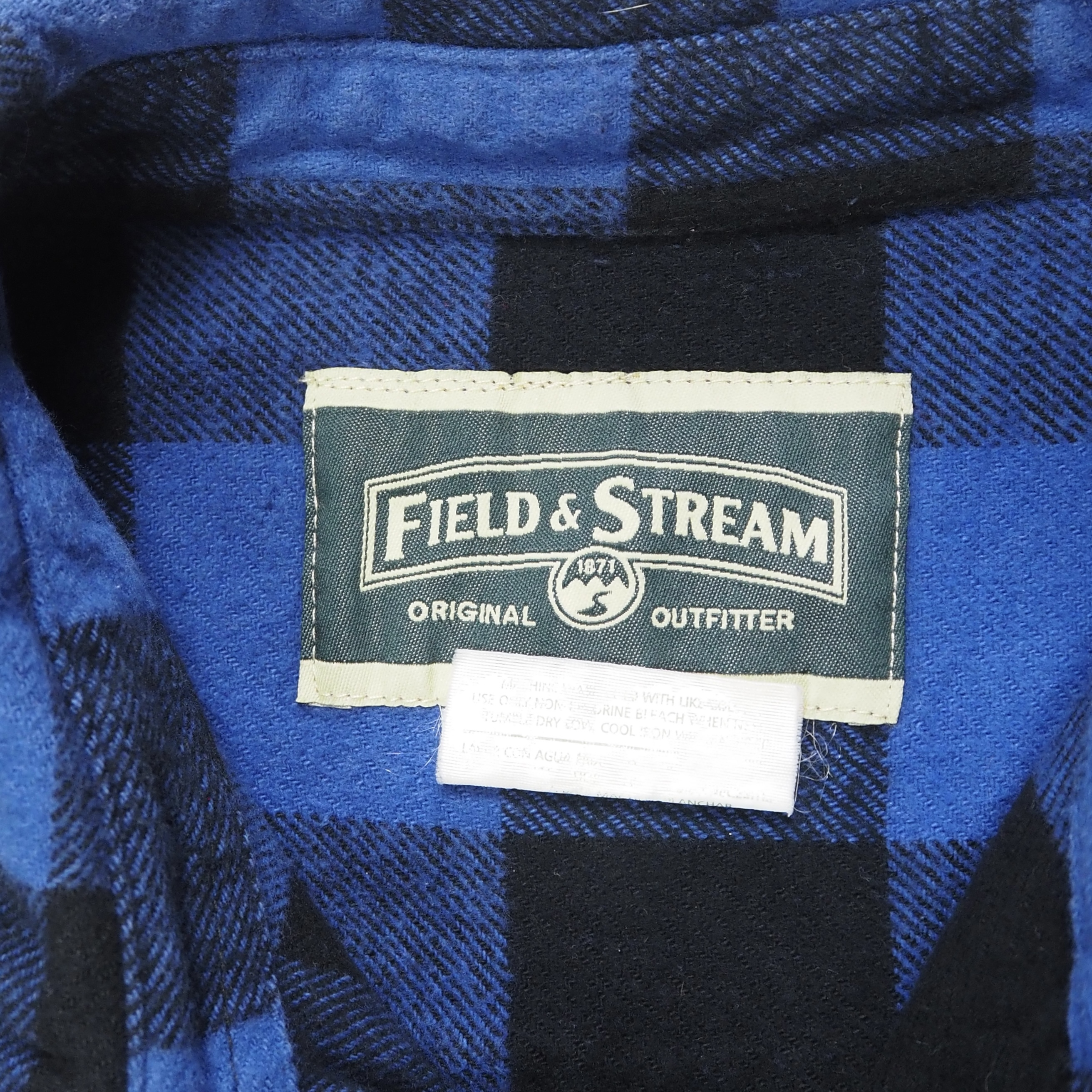 00’s Field and Stream ヘヴィネル ブルー×ブラック ブロックチェック L-XL程度 の画像 11