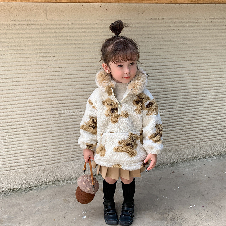 80 130 コート ボア 可愛い ファー クマ トップス 韓国版 韓国子供服 子供服 女の子 Q Toworld キュートワールド 子供服 メール便は何点でも送料の合計は280円