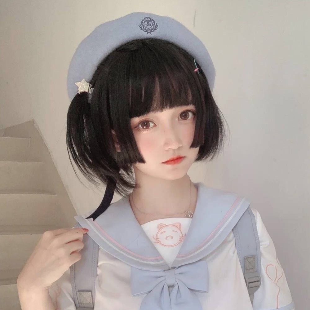 お取り寄せ ゆめかわ ショートボブ ウィッグ ブラック Louis Lover