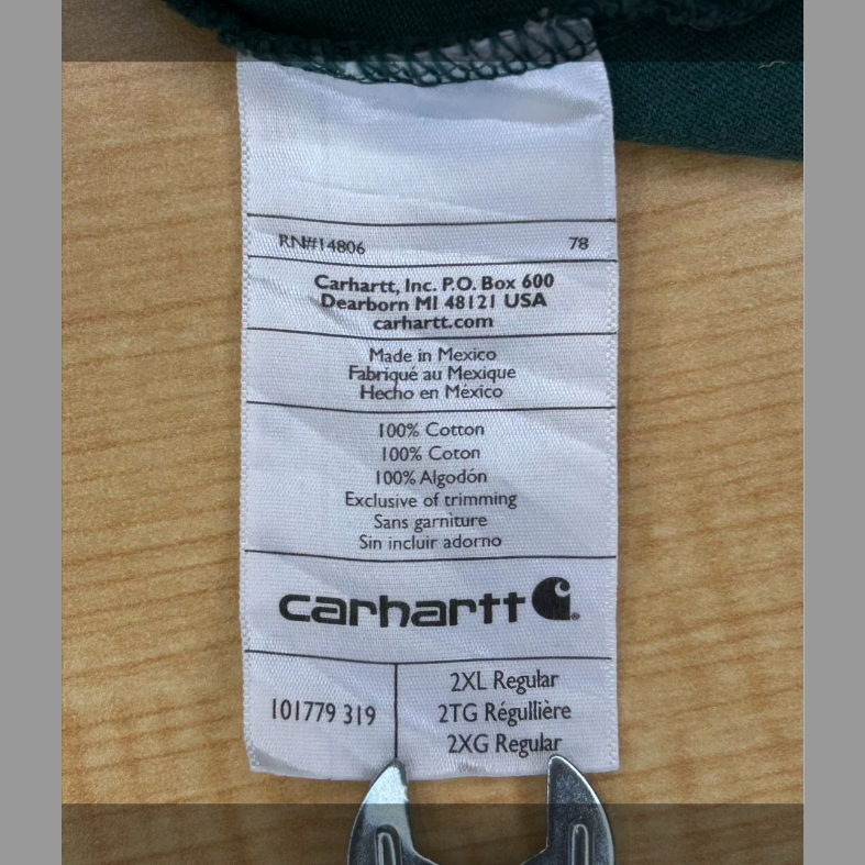 カーハート Carhartt 長袖Tシャツ ワンポイント ロゴ 大きいサイズ 袖プリント 2XL（グリーン） の画像 7