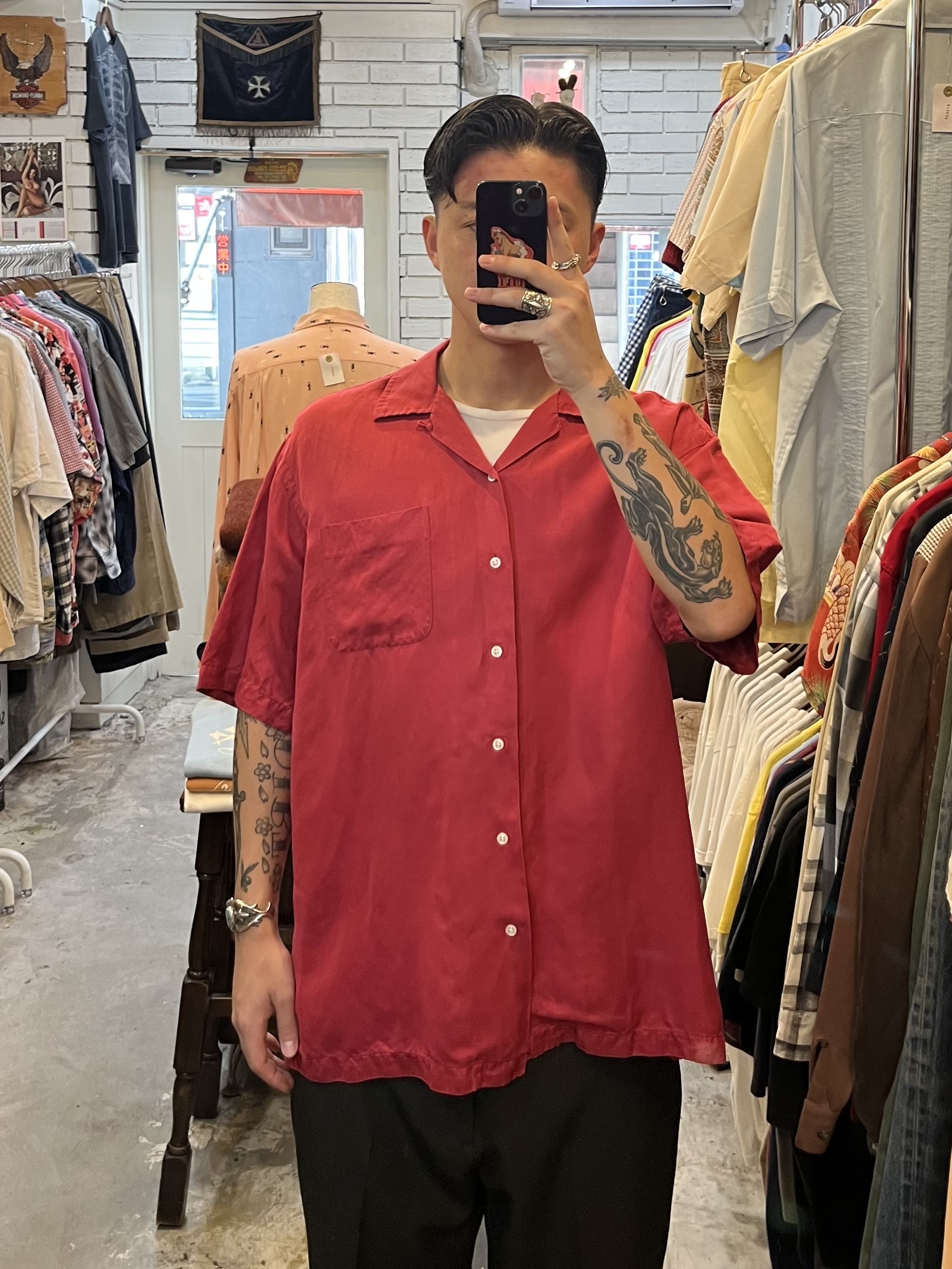 90’s Ralph Lauren シルク×リネン Caldwell レッド XL の画像 3