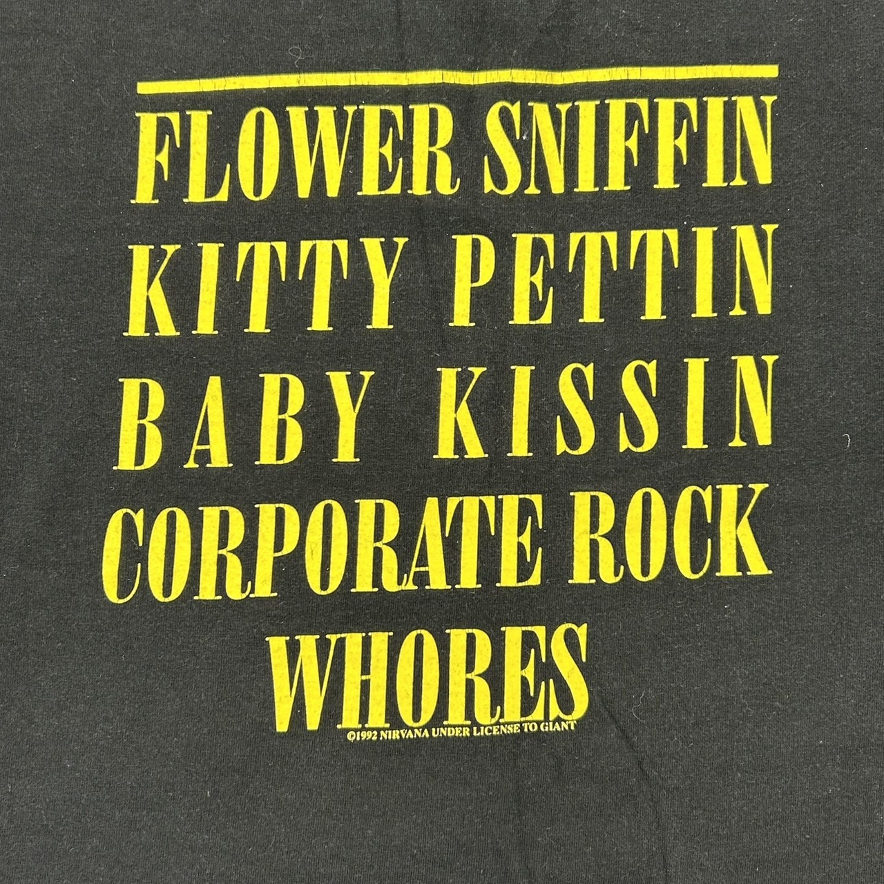 NIRVANA Smiley Face T-Shirt Black Yellow Size L の画像 7