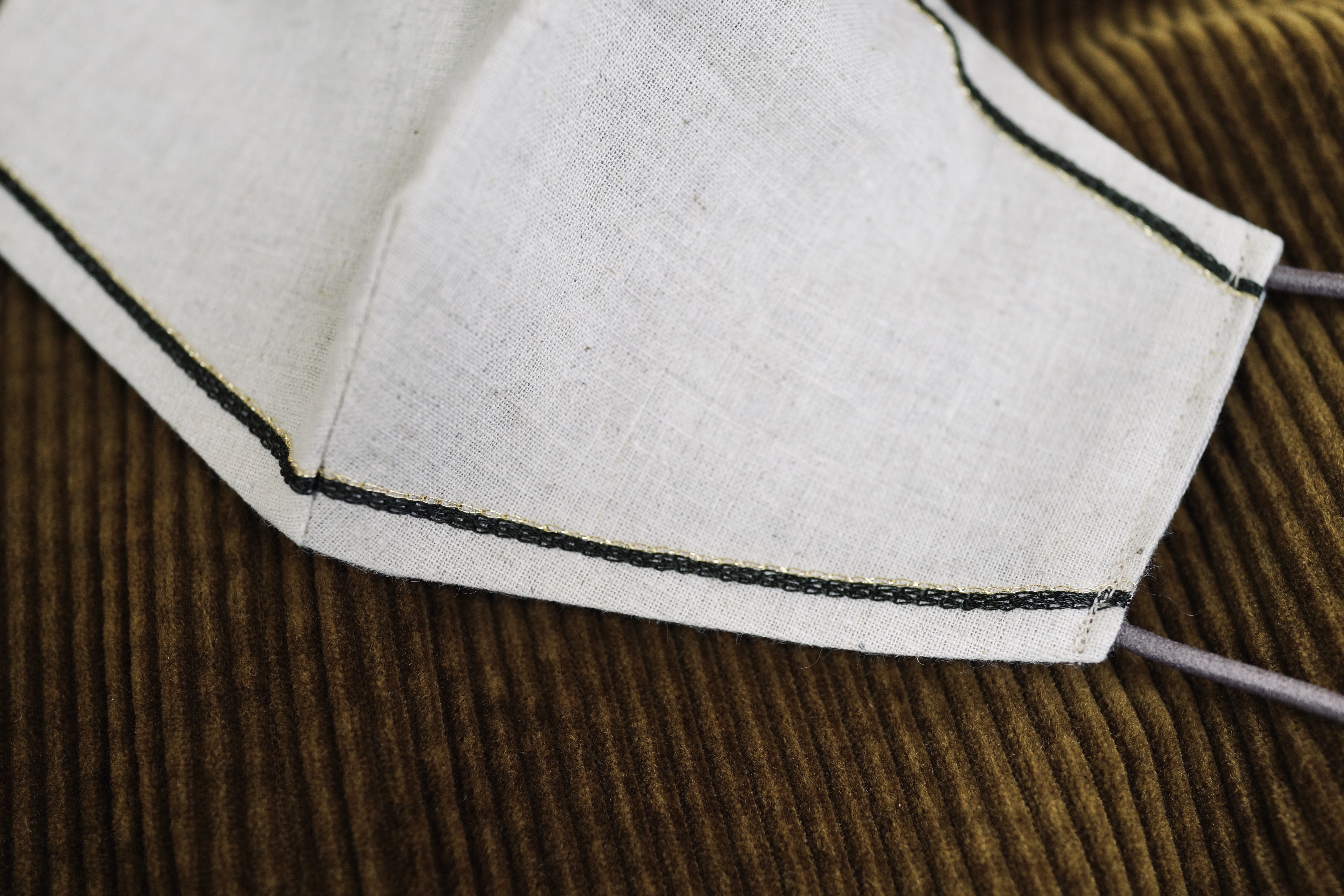 【刺繍マスク/ワイヤー】 "Simple line✴︎Beige"