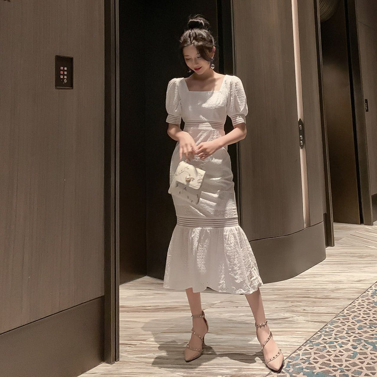 春夏 ドレス ロングドレス ワンピース 半袖 袖あり 無地 ホワイト フィッシュテール マーメイド パーティ 街角のカフェテラス 春夏 ドレス ロングドレス ワンピース 半袖 袖あり 無地 ホワイト フィッシュテール マーメイド パーティ 街角のカフェテラス