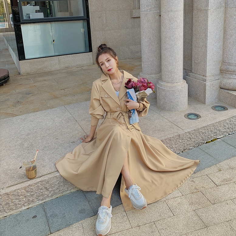 早割り ロングトレンチコート レディース 春 黒 ベージュ 茶色 青 大きいサイズ 超ロングコート 売り出しアウトレット Ssl Daikyogo Or Jp