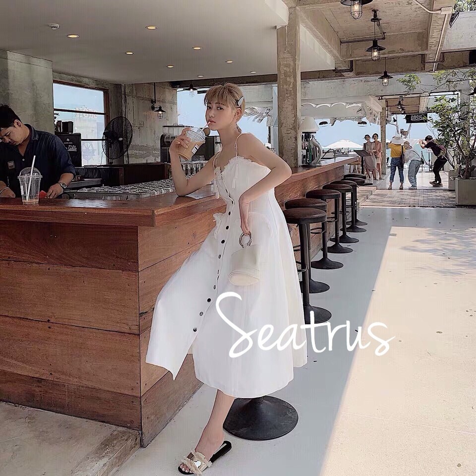 送料無料 オフショルダー リボン タイ ホワイト デニム フリンジ ワンピース ロングワンピース リゾート 19ss Luxury お出かけ デート パーティー Seatrus