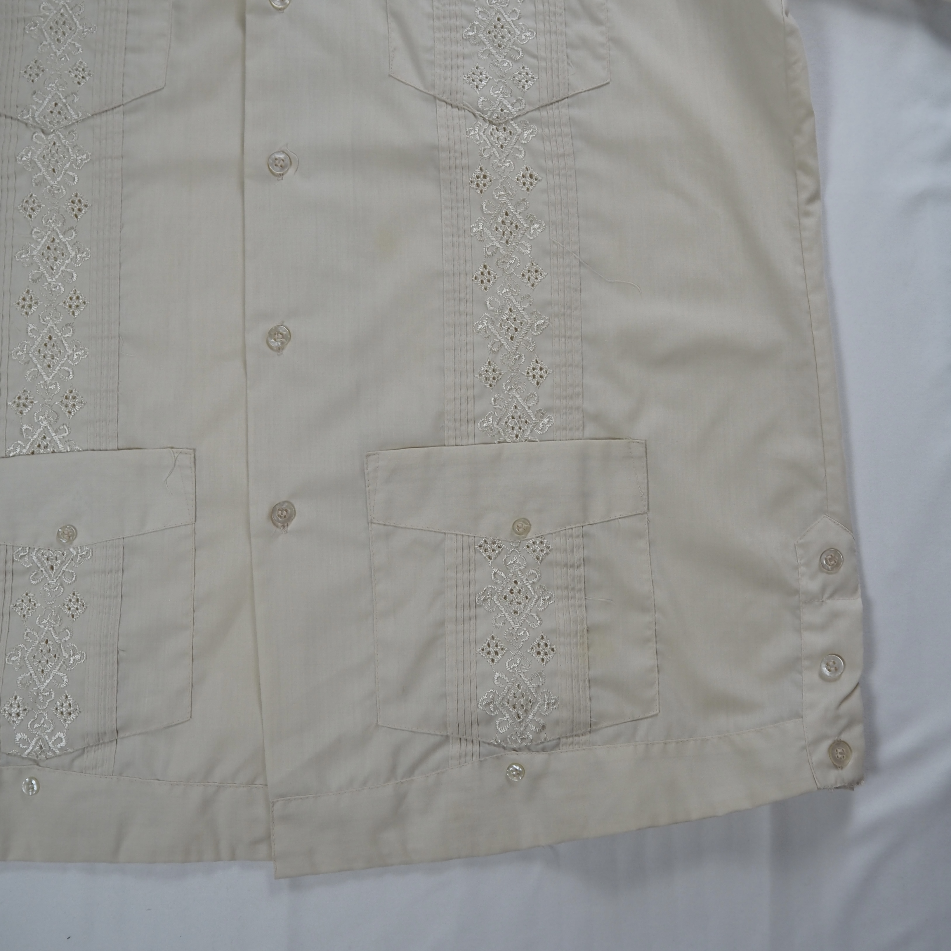 80’s-90’s Guayabera キューバシャツ Sサイズ ベージュ の画像 10