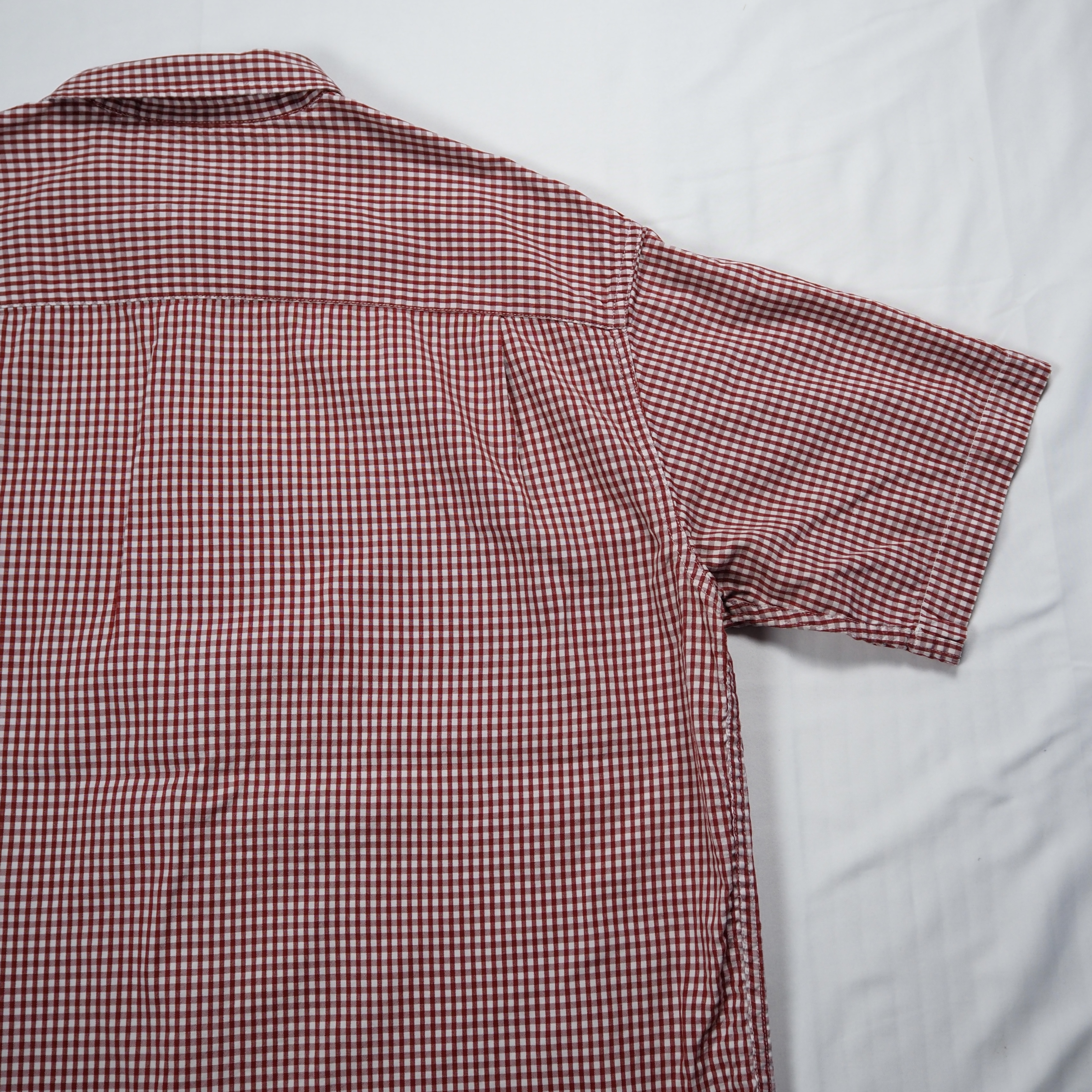 90’s Dockers 半袖コットンシャツ ギンガムチェック Mサイズ レッド の画像 15