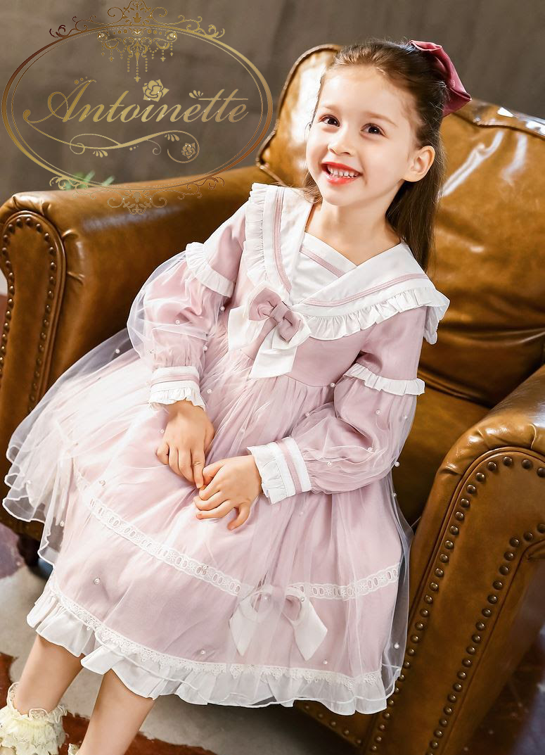 お嬢様 制服 可愛い プリンセス お姫様 子供服 女の子 キッズ セーラー服 ロリータ Pink One Piece Dress Kids Girl Antoinette