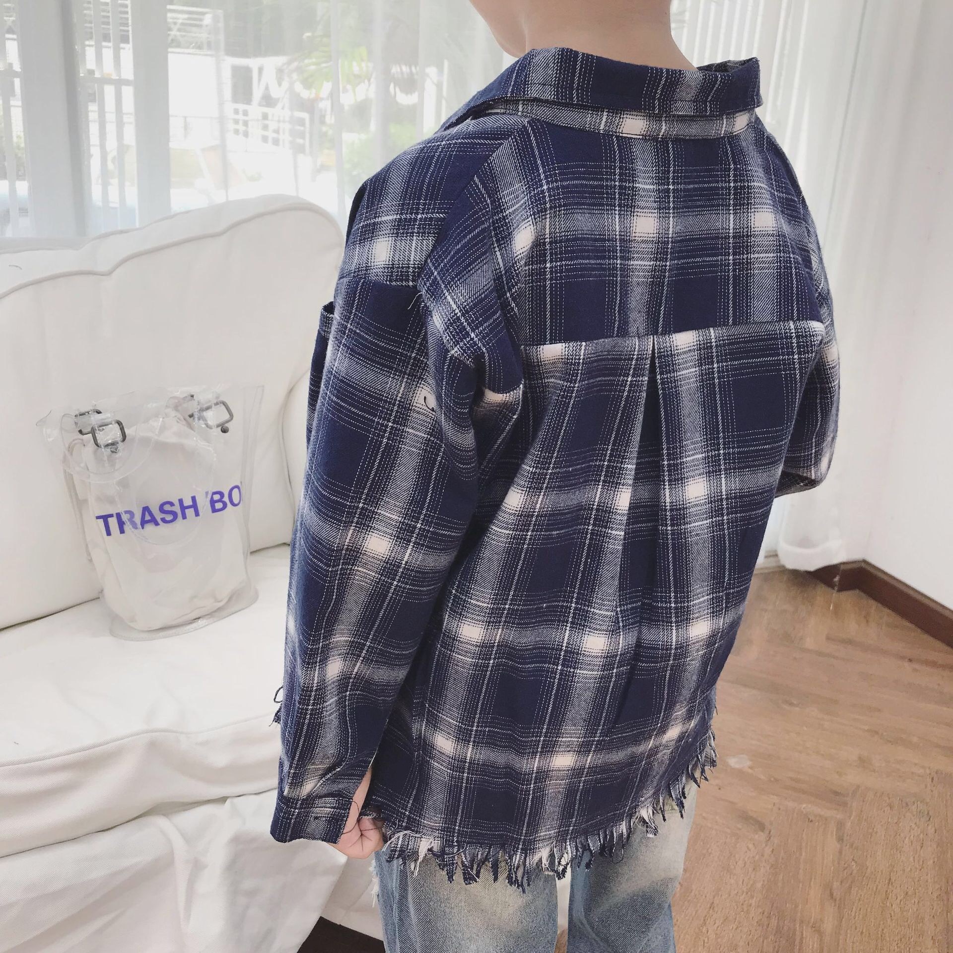 親子コーデ キッズ チェック柄シャツ ブルー 739 こども服のolpemi 海外や韓国子供服ショップ