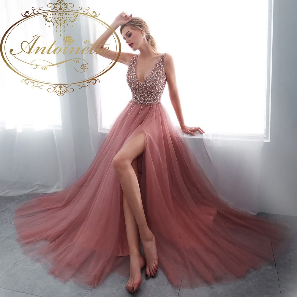 ロングドレス ピンク ノースリーブ キャバ ドレス カラードレス ウェディングドレス 可愛い 綺麗 花 刺繍 オートクチュール Antoinette