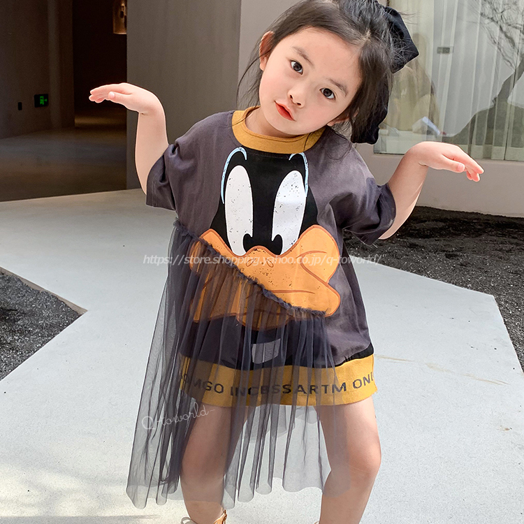 90 140 ワンピース Tシャツワンピース 切替レース 韓国版 韓国子供服 キッズ 子供服 Q Toworld キュートワールド 子供服 メール便は何点でも送料の合計は280円