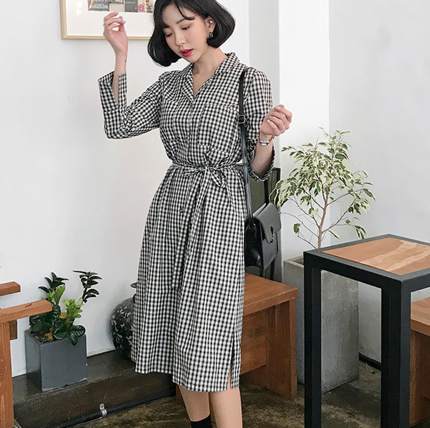 旬なチェックで一気に褒められコーデ ギンガムチェックシャツワンピース ワンピース 大人 上品 おしゃれ チェック柄 デート タウンユース 長袖 エーデルワークス Edel Works