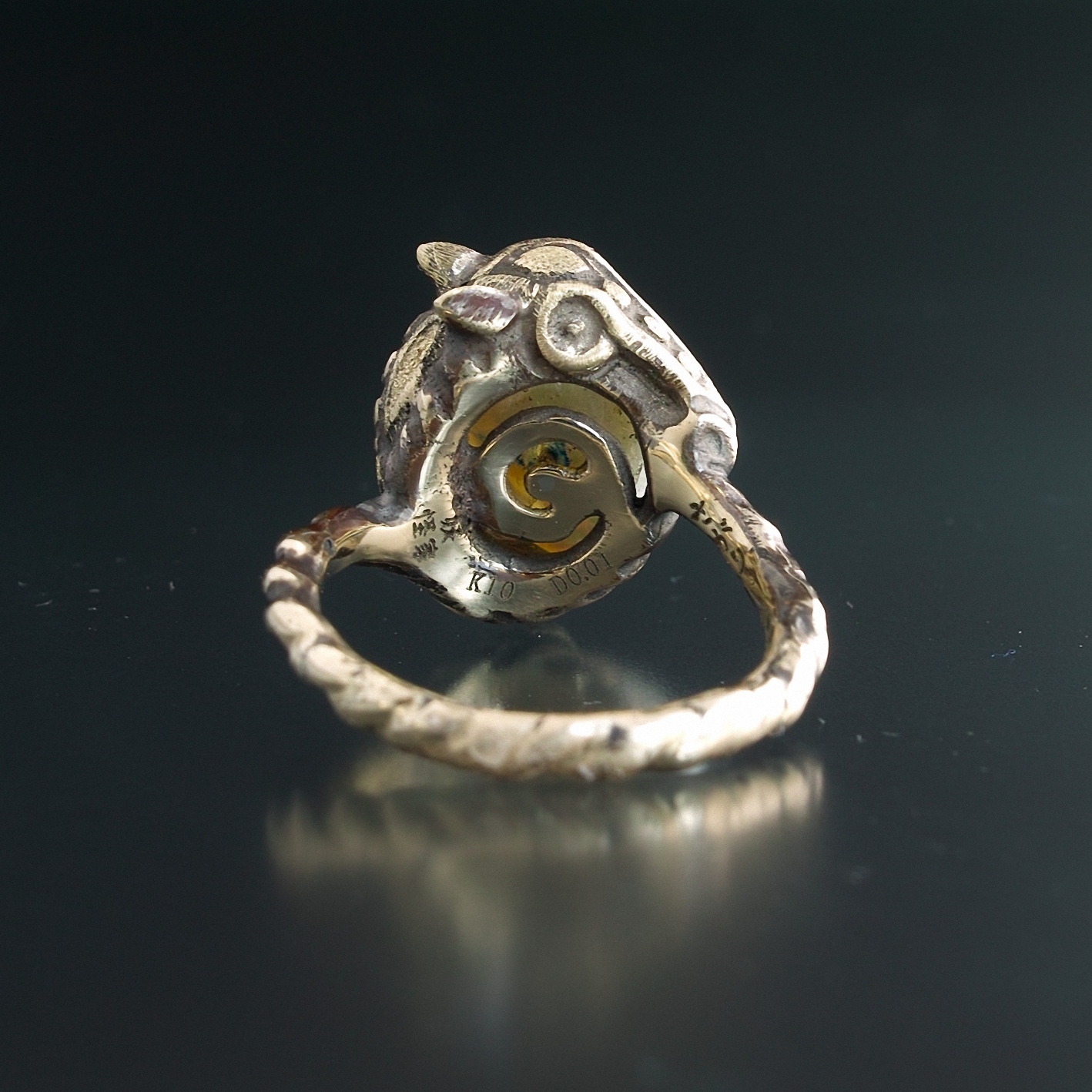 妖怪ジュエリー 馬リング 『 さがり 』 K10YG*南洋真珠*ダイヤモンド