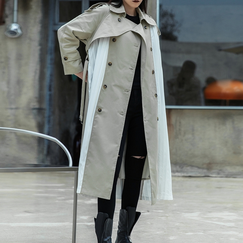 売れ筋のランキング ロングトレンチコート レディース 春 ベージュ 大きいサイズ 超ロングコート プリーツ 異素材 日本お値下 Ssl Daikyogo Or Jp