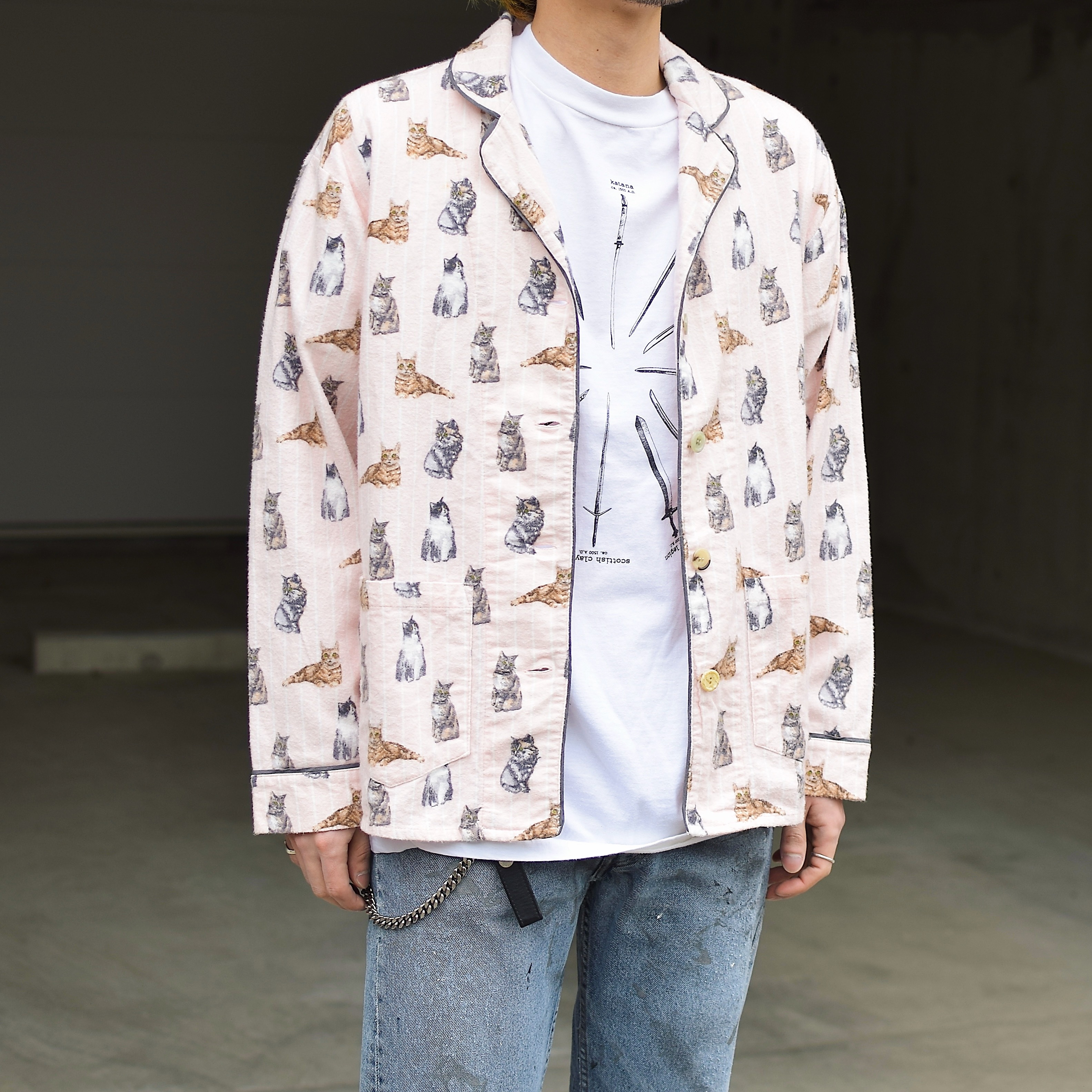 Vintage 80〜90's "Cat" Pajama Shirt の画像 3