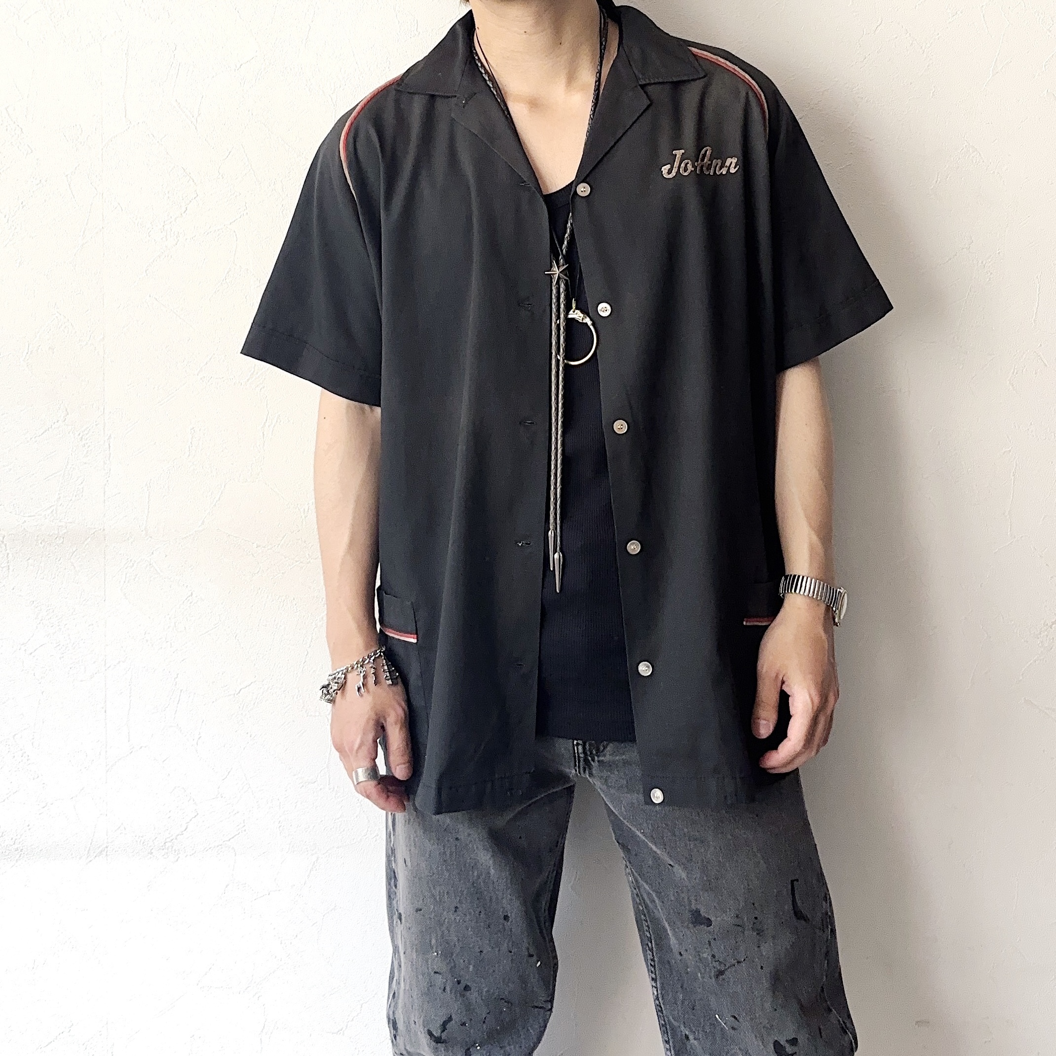 Vintage 70's【Hilton】"PLINA'S ENGRAVING" Grunge Bowling Shirt の画像 3