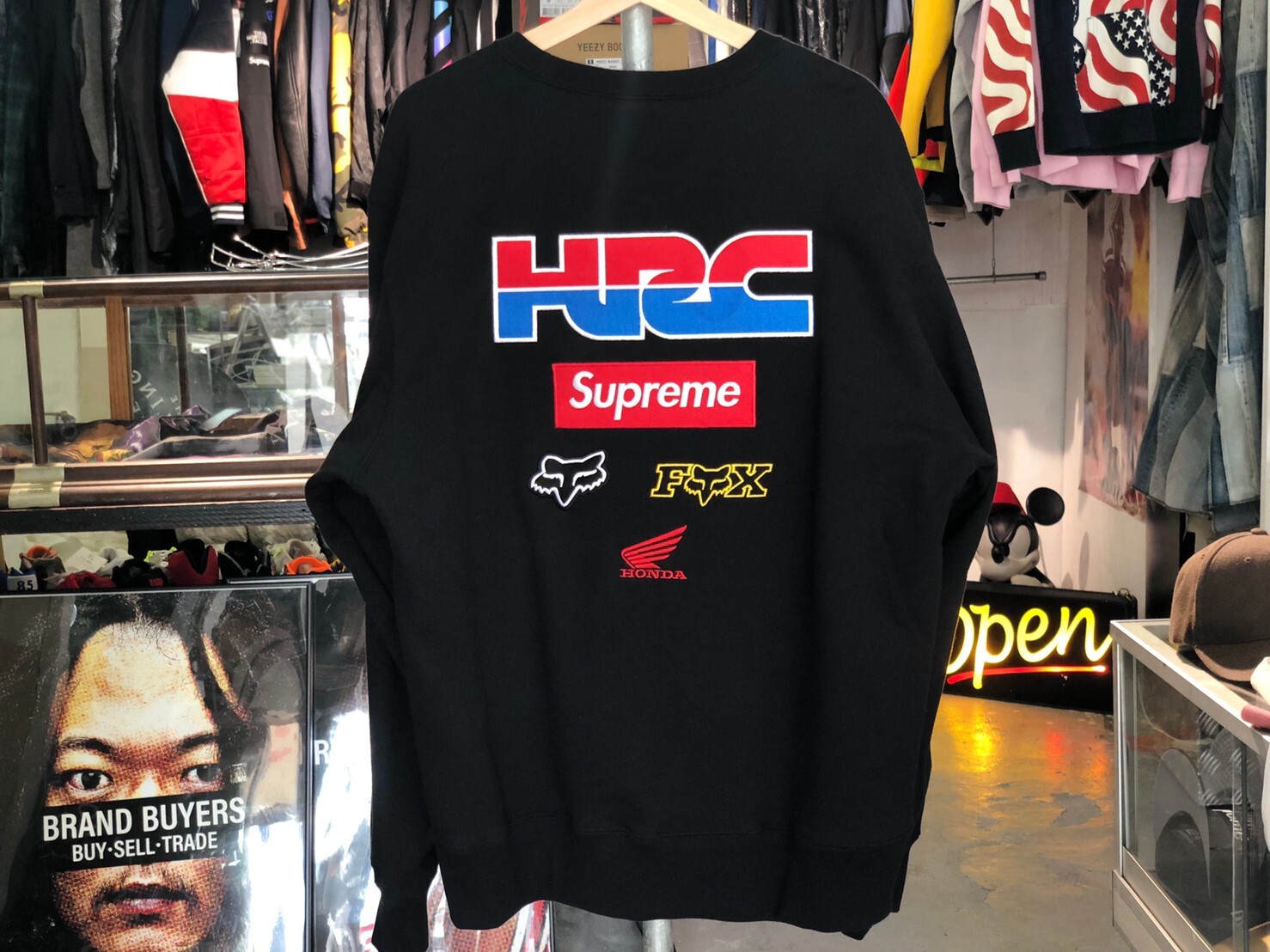 Supreme Honda Fox Racing Crewneck Black Italy, SAVE 46