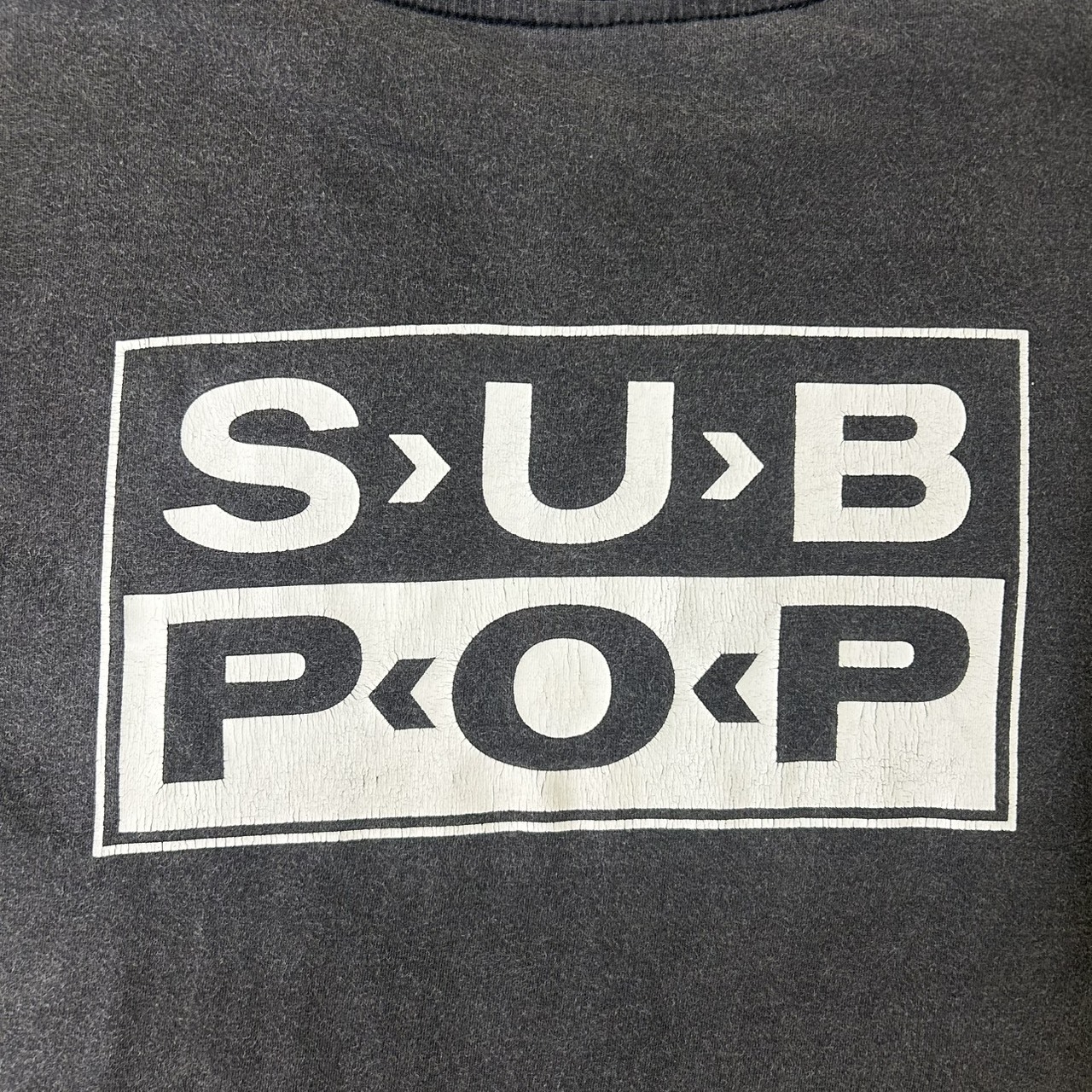 90s SUB POP “LOSER” ロゴプリント Tシャツ グランジ フェード ブラック XL の画像 4