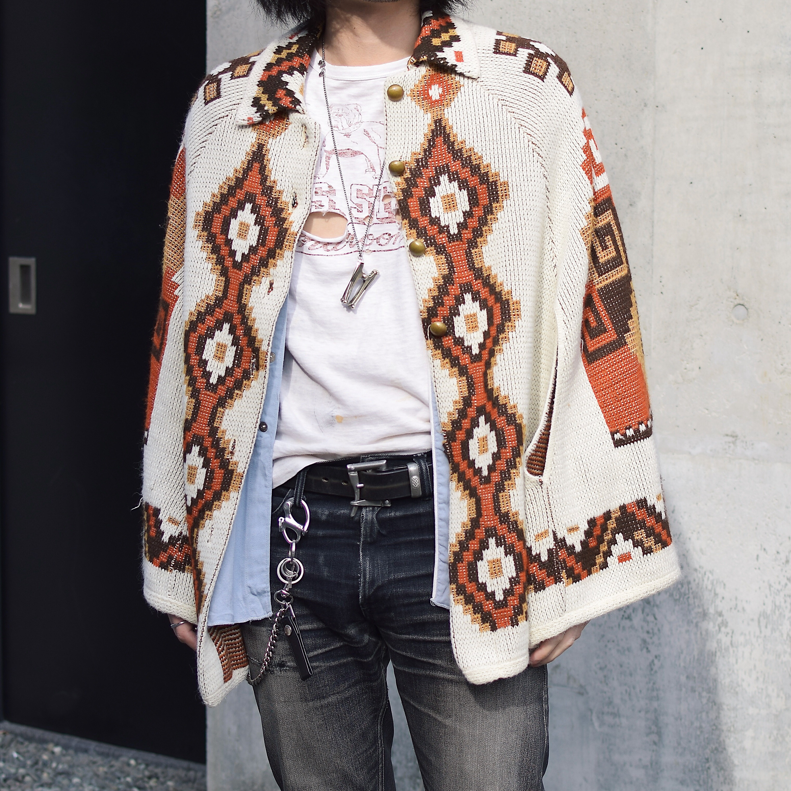 Vintage 70's【JCPenney】Ethnic Knit Cape の画像 3