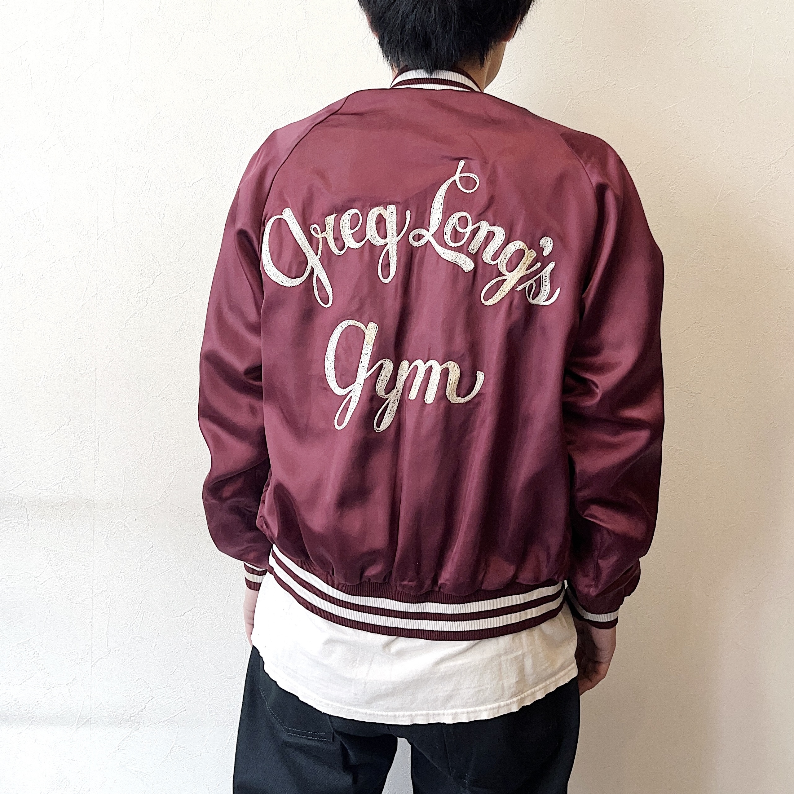 Vintage 80〜90's【HANCO】"Greg Long's Gym" Satin Jacket の画像 4