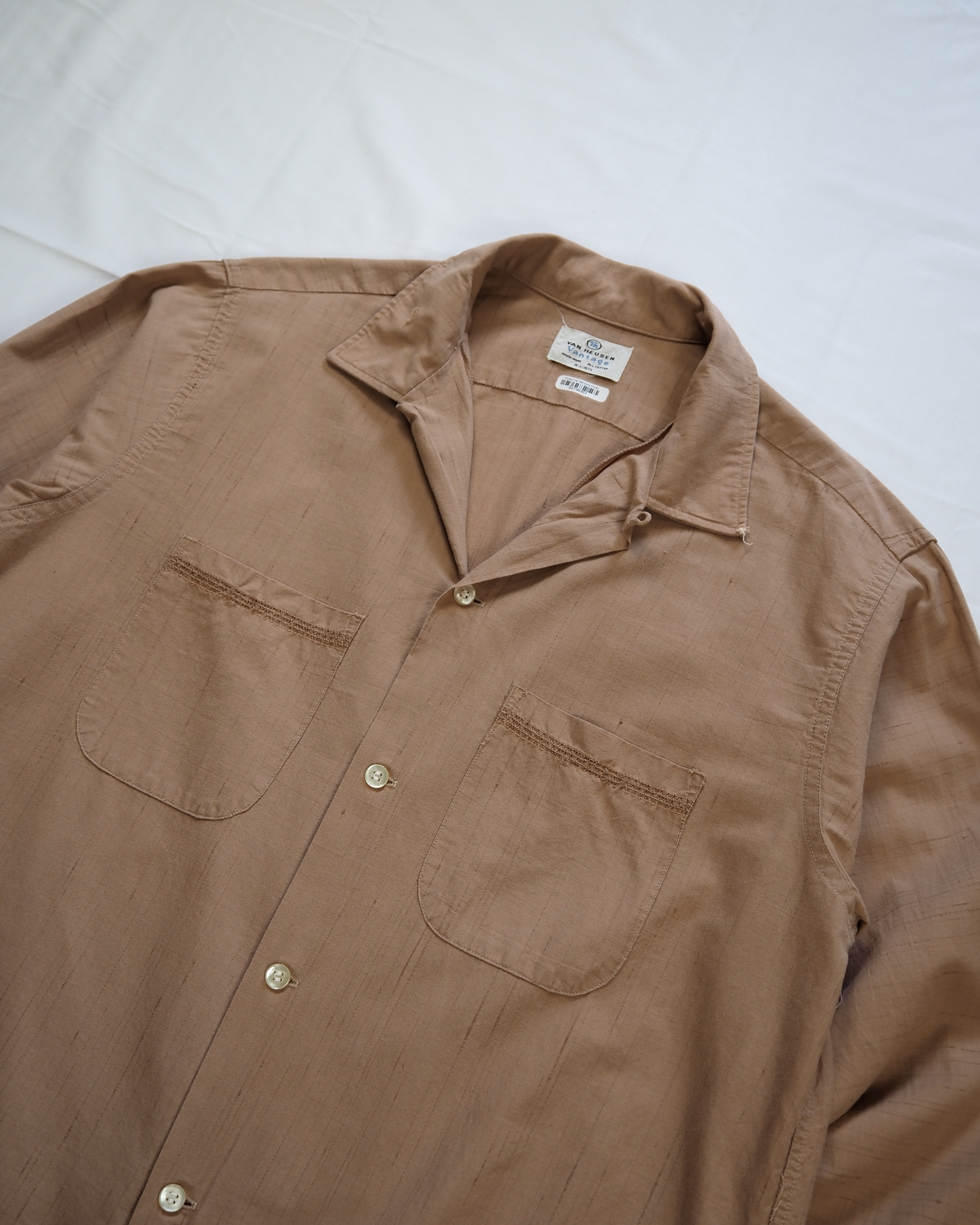 【5/6(水) 20:00入荷】60’s Van Heusen コットンシャツ Lサイズ ブラウン の画像 2
