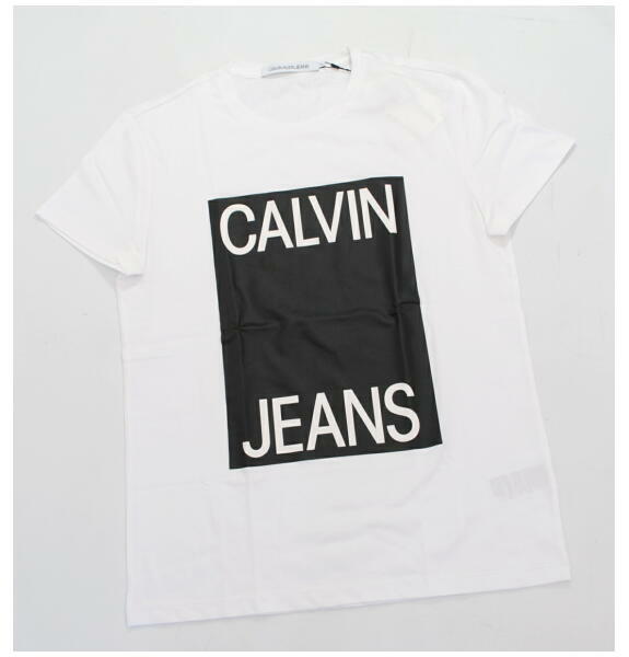 Calvin Klein Jeans カルバンクライン ジーンズ ボックスロゴ 半袖 Tシャツ ホワイト J Bees High