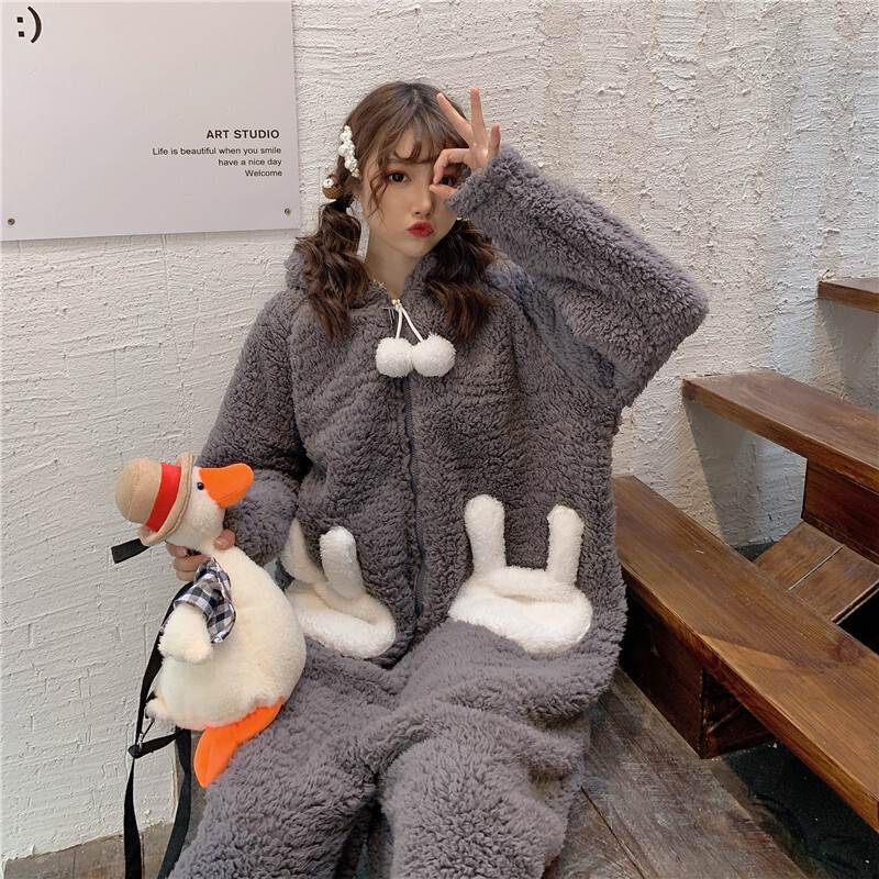 ☆ちびぬい☆服☆マシュマロルームウェアモコモコセットアップ☆グレー