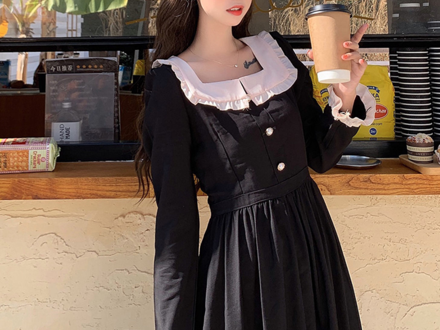ワンピース シック かわいい ガーリー シンプル ロングワンピ 韓国ファッション アイドル 381 Sweetly