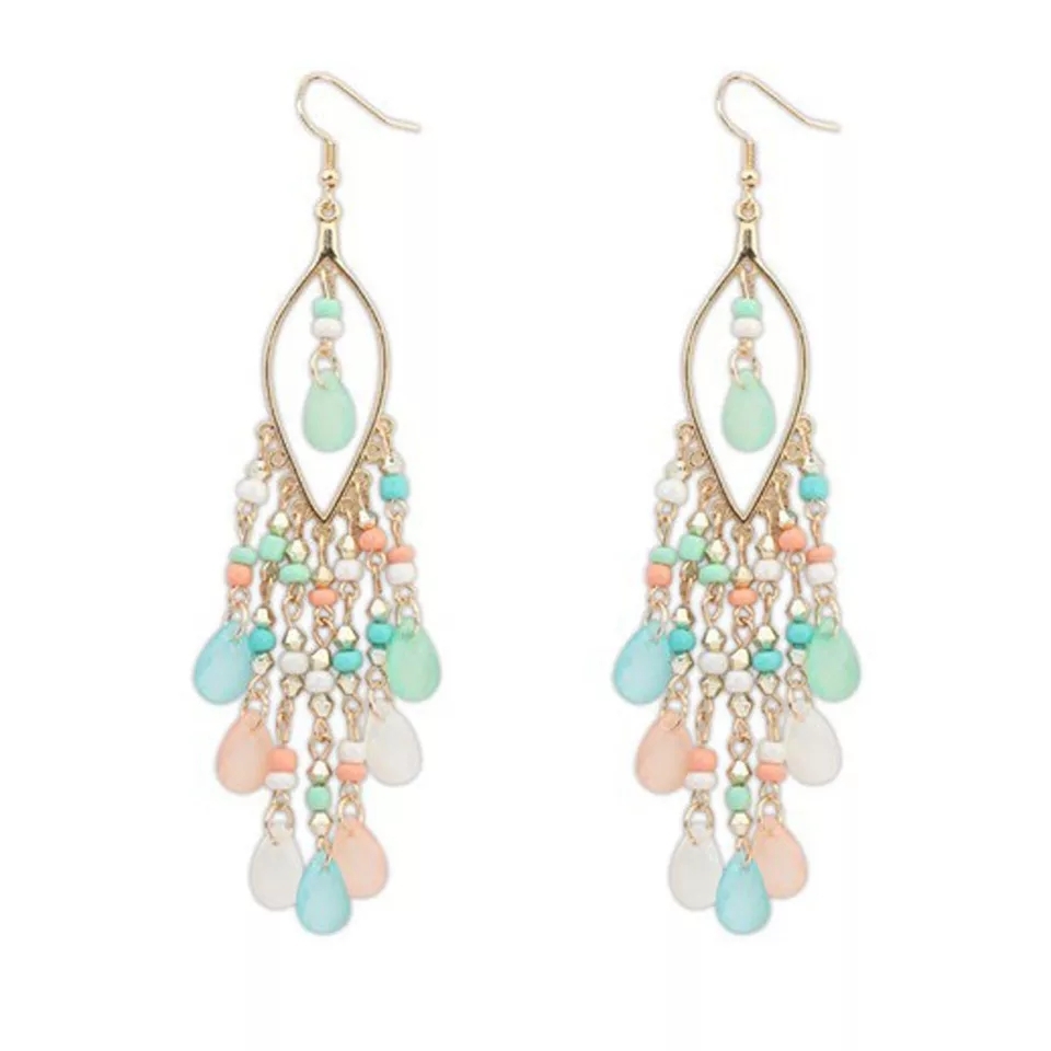 エスニックロングビーズ A ピアス（イヤリング） フラメンコアクセサリーショップ La Coqueta