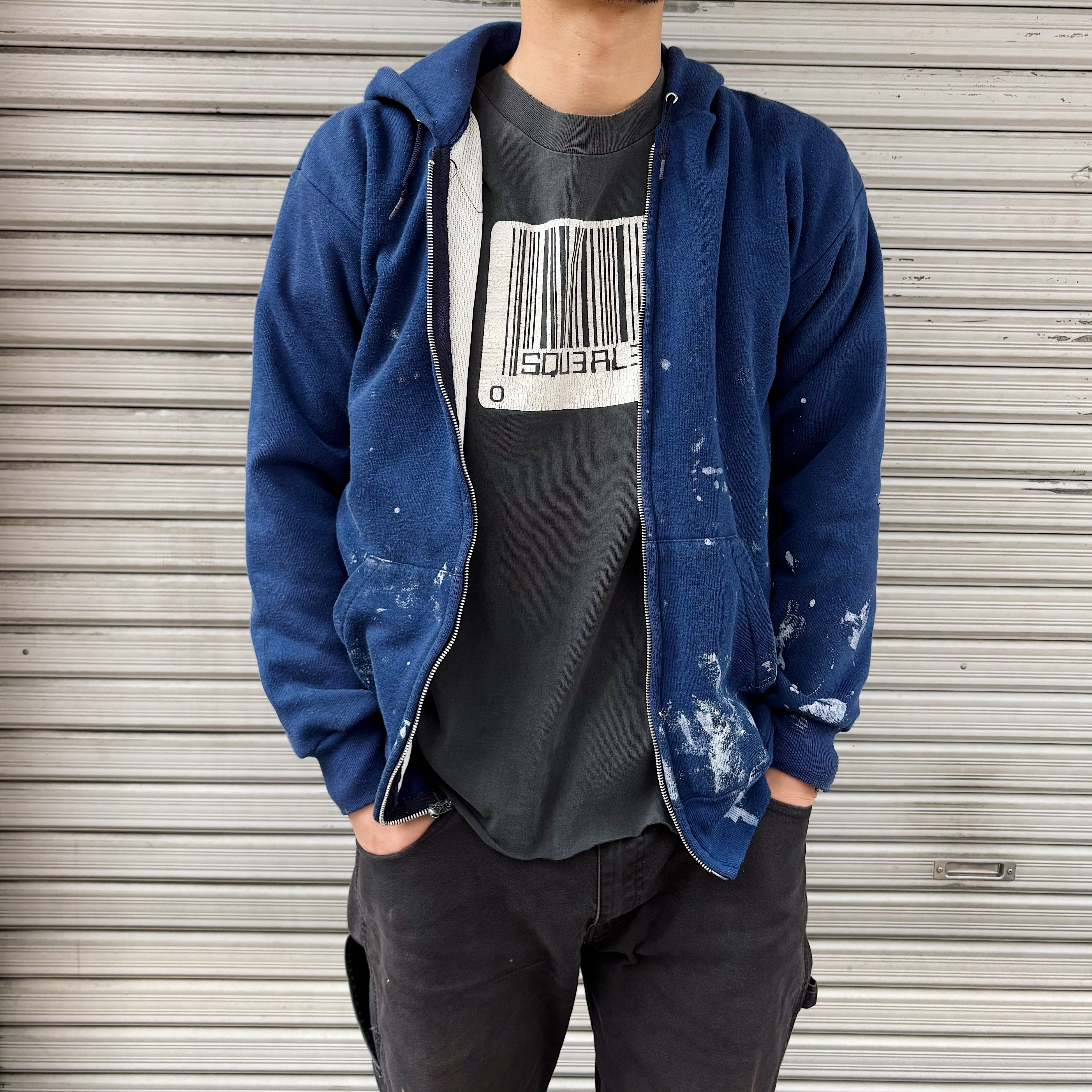 Vintage 80～90's Grunge Zip-up Thermal Hoodie の画像 3