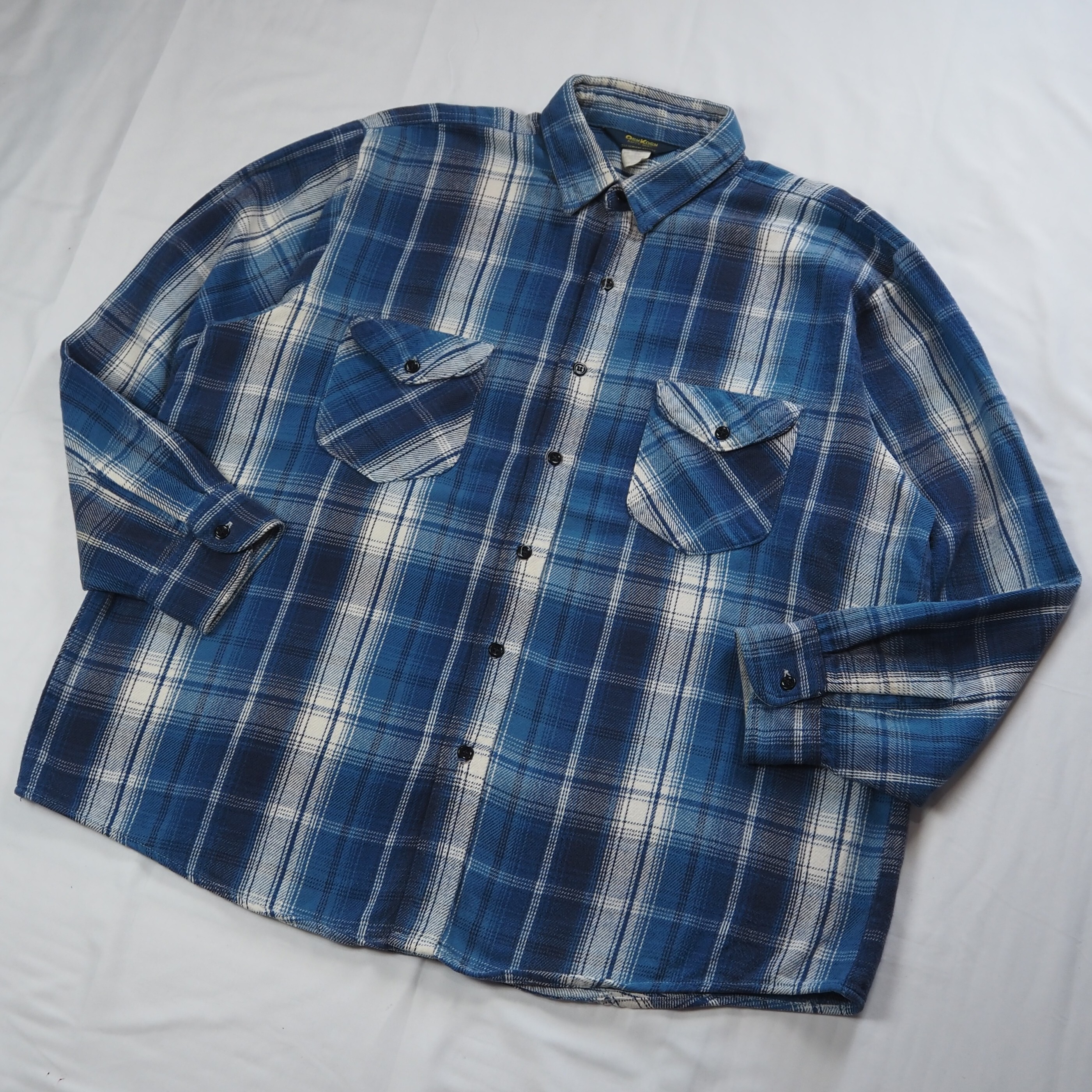 80's Osh Kosh ヘヴィネル ブルー×ホワイト XL程度 の画像 3