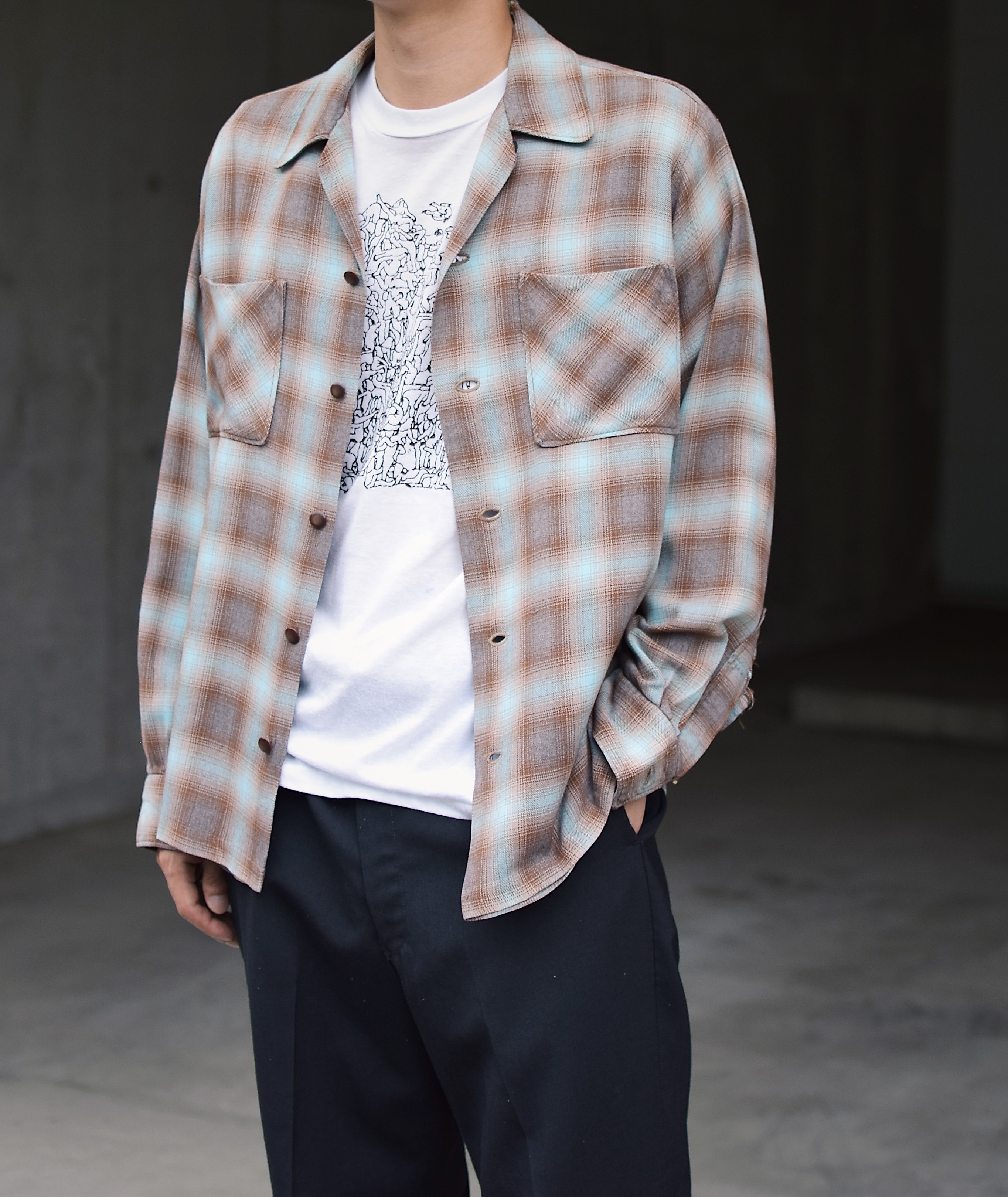Vintage 60's Ombre Check Rayon Shirt の画像 3