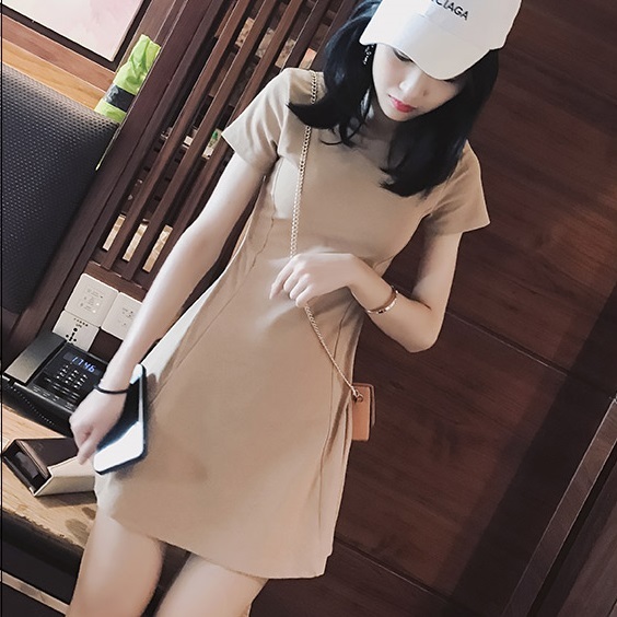 送料無料 ワンピース ミニ丈ワンピース 半袖 Tシャツワンピ タイトワンピース 無地 シンプル 夏 カジュアル セクシー デイリー お出かけ デート Eine Katze