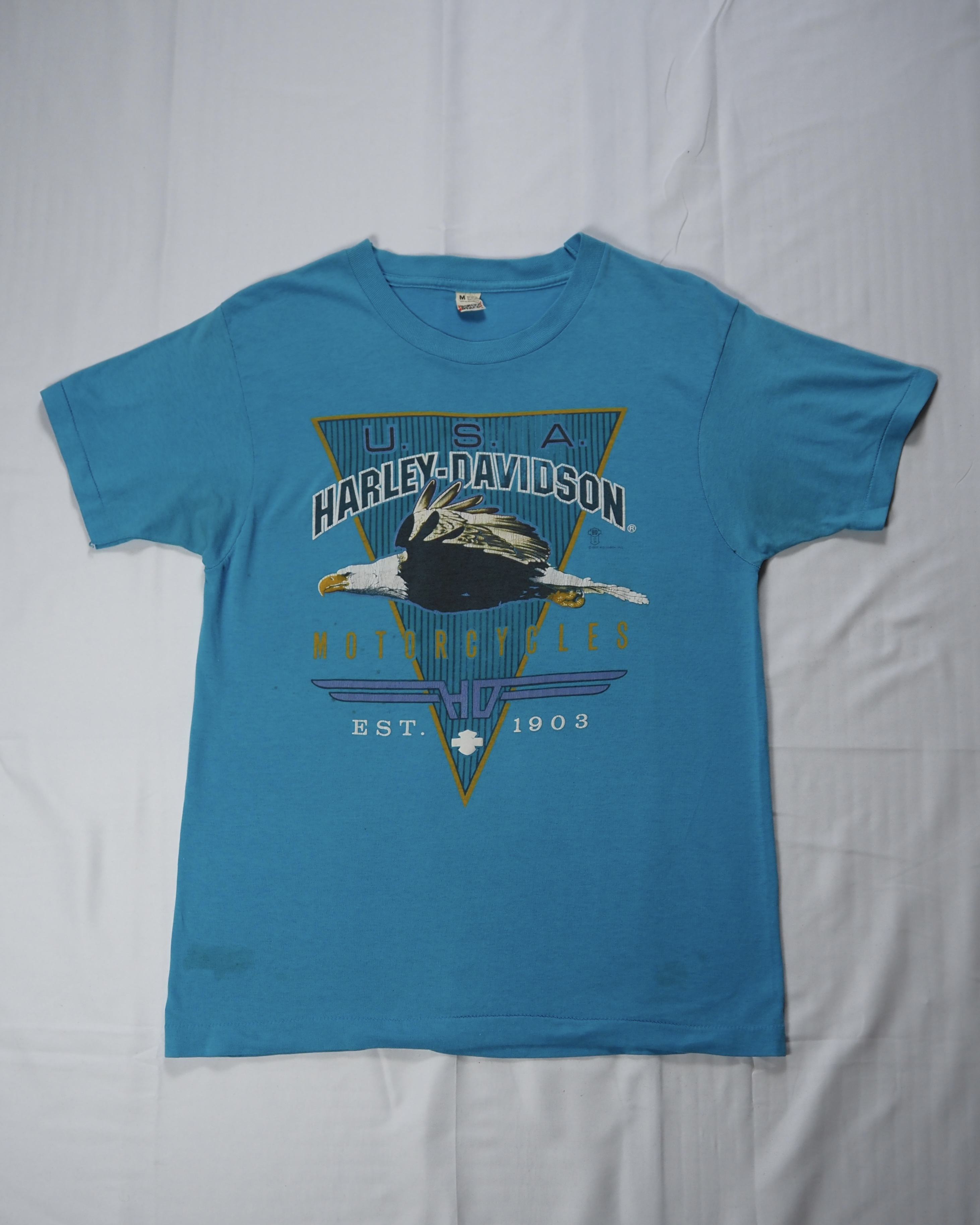 80’s Harley Davidson Tシャツ 水色 Mサイズ