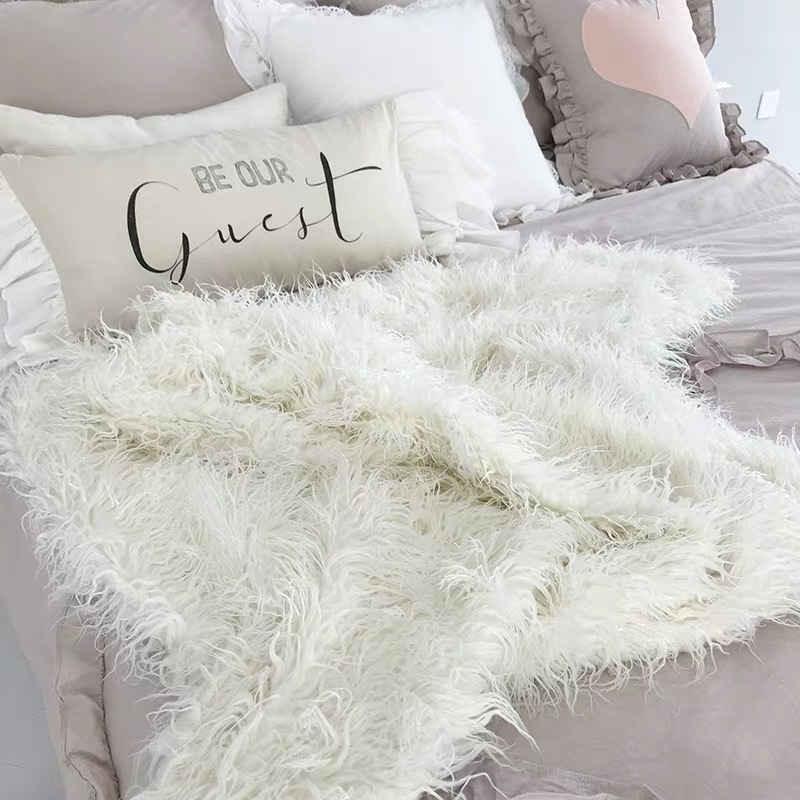 送料無料 3色 シャギー モヘア ファー ブランケット インテリア 寝具