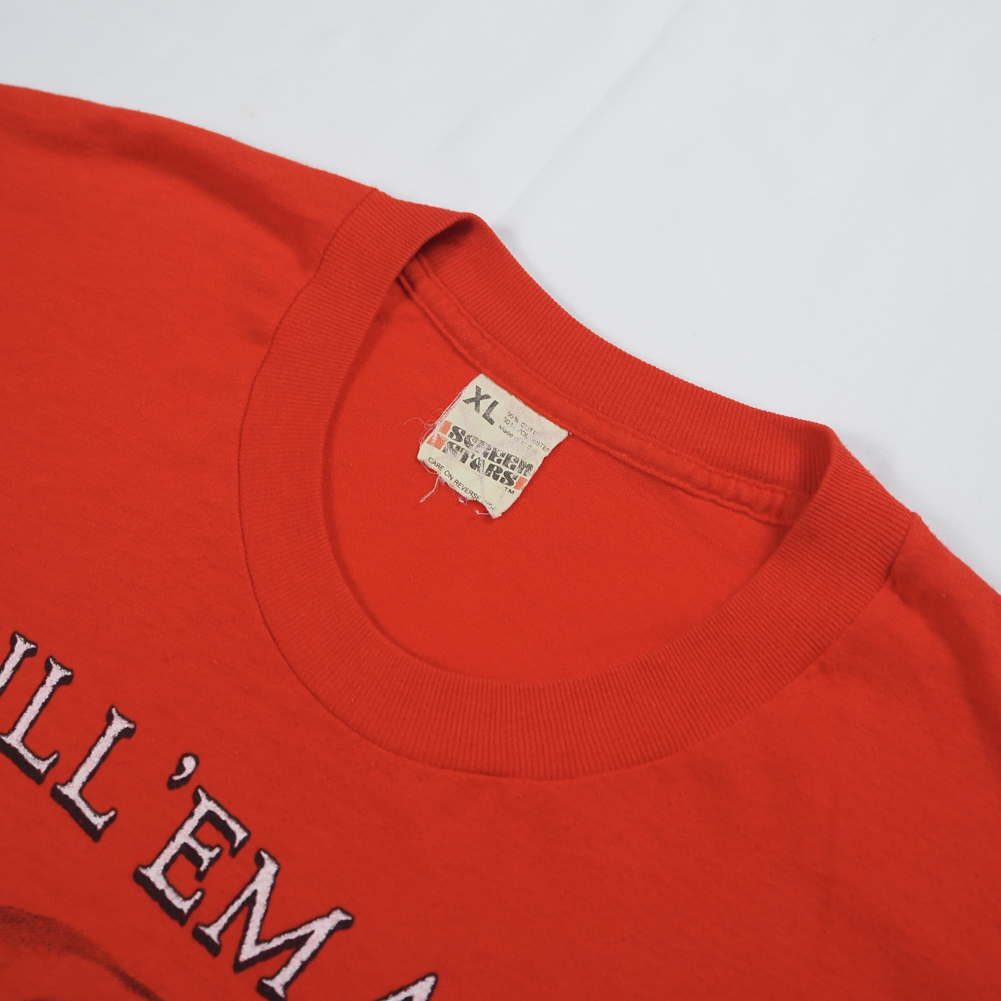 80’s スカル プリントTシャツ XL レッド の画像 8