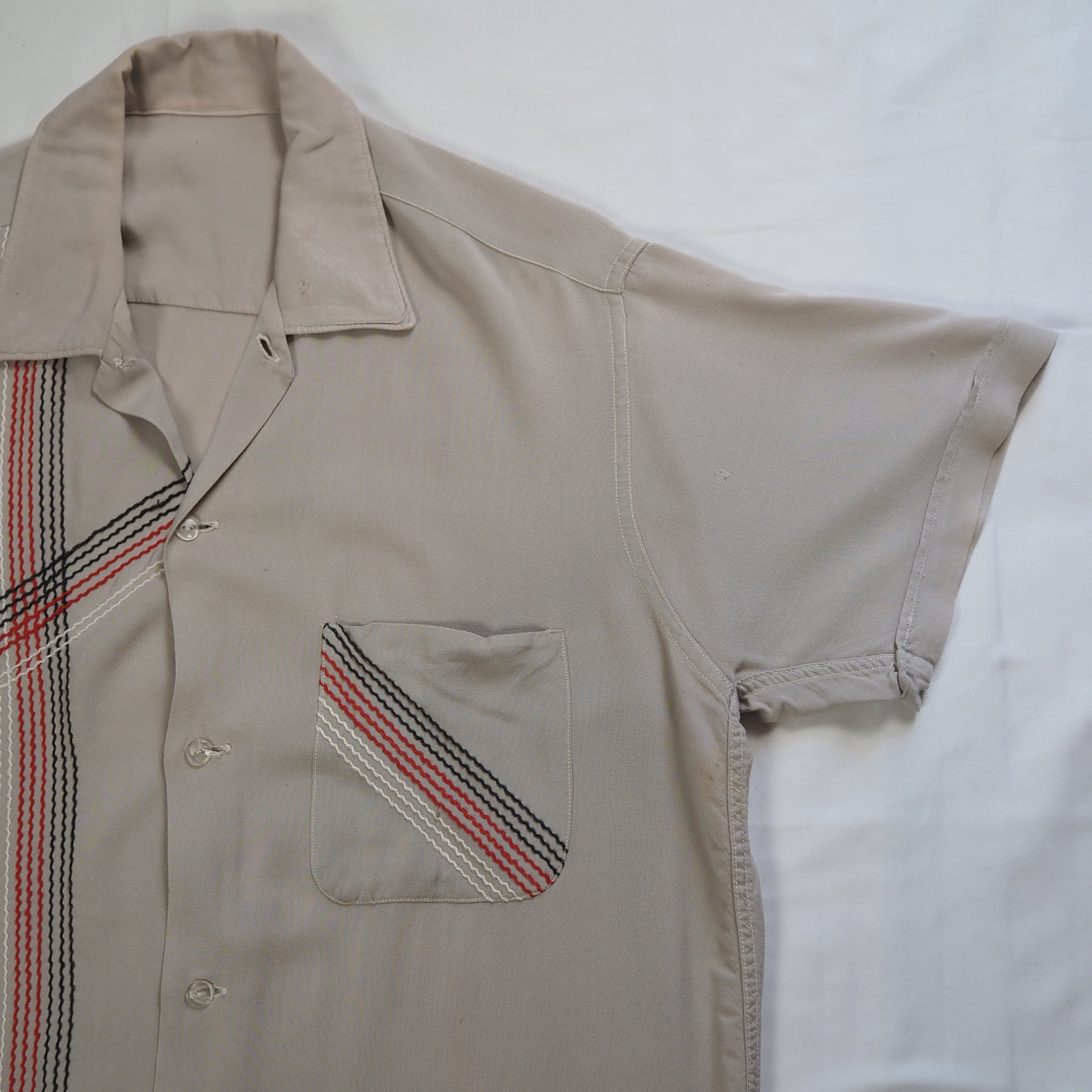 50’s 半袖レーヨンシャツ グレー Mサイズ程度 の画像 6